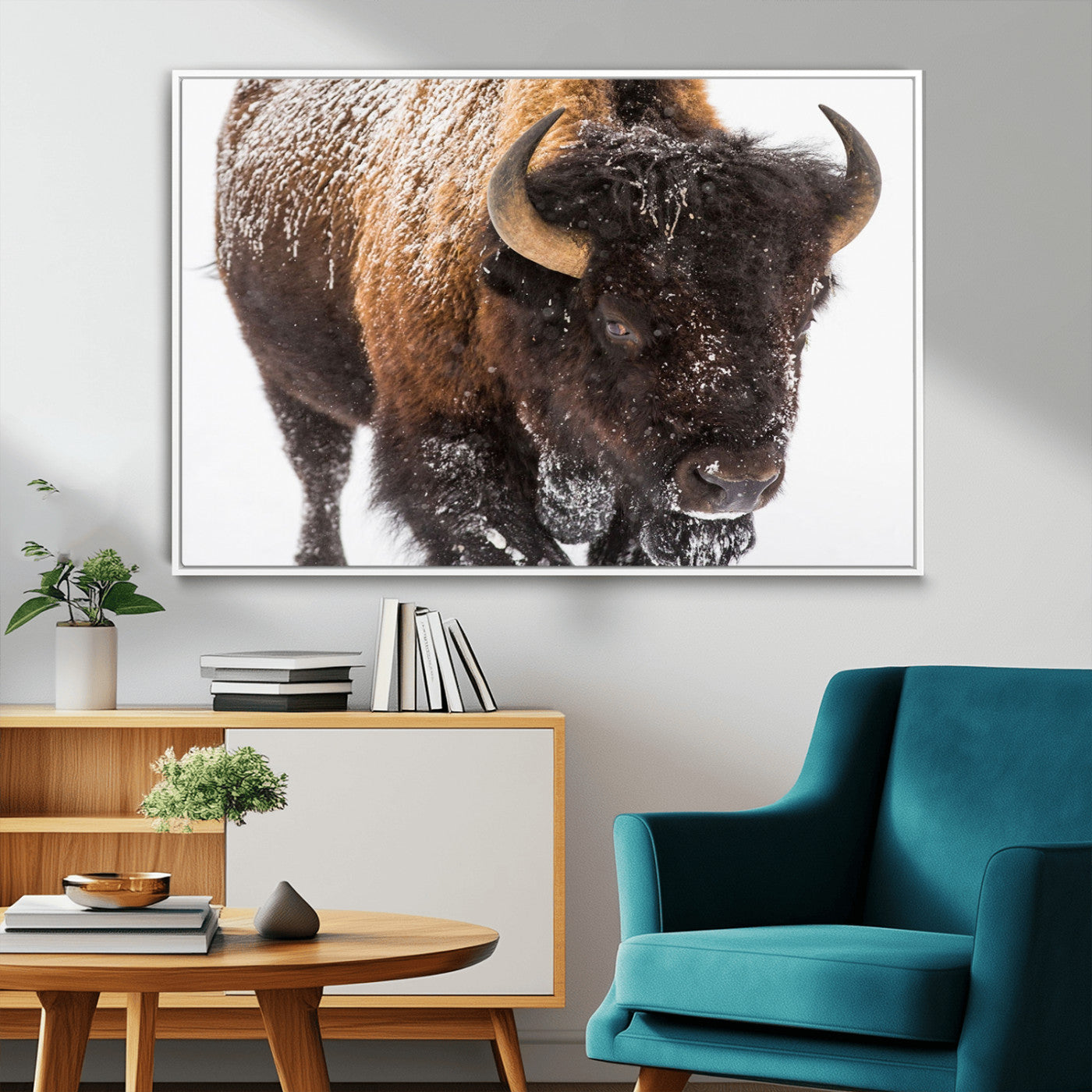 MGV-FC-36X24 - Bison Wall Art Canvas Print For Farmhouse, Wild Animal Wall Art