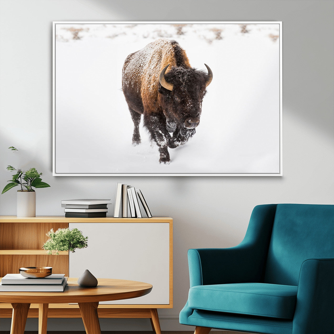 MGV-FC-36X24 - Bison Winter Wall Art Canvas Print For Farmhouse Decor