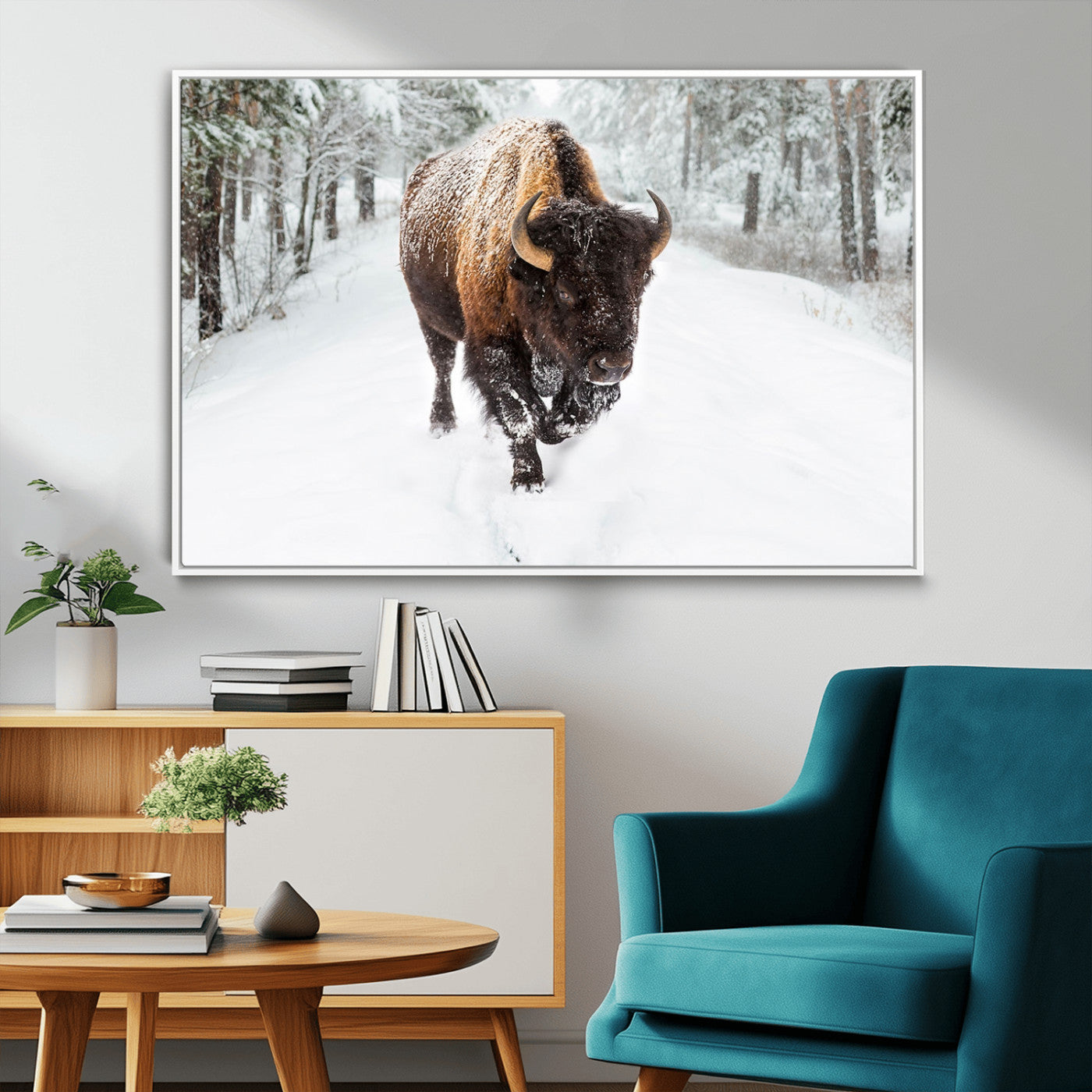 MGV-FC-36X24 - Bison Wall Art Canvas Print For Farmhouse, Animal Canvas Print, Wild Animal Wall Art