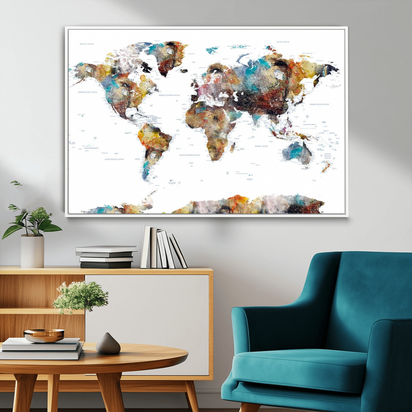 MGV-FC-36X24 - Push Pin World Map Canvas Print – Framed Wall Art for Couples to Track Their Travels – Anniversary