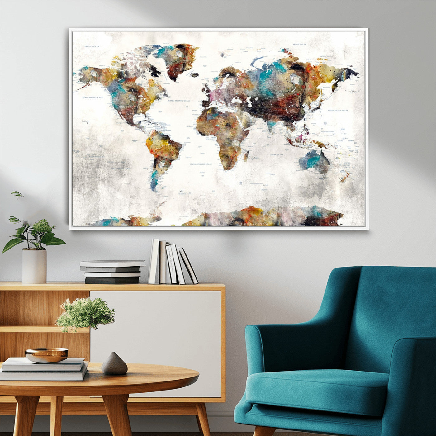 MGV-FC-36X24 - Push Pin World Map Canvas Print – Framed Wall Art for Couples to Track Their Travels – Anniversary