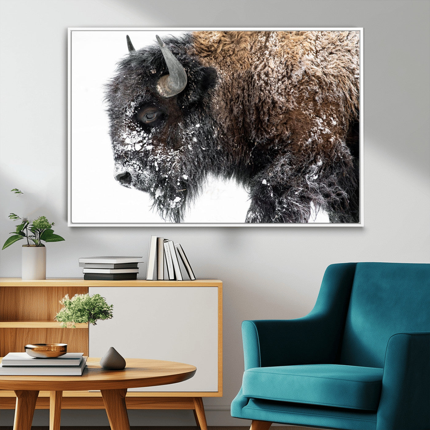 MGV-FC-36X24 - American Bison Wall Art Print | Buffalo Canvas Wall Art |  Framed and Ready to Hang Bison Print for Living Room or Office
