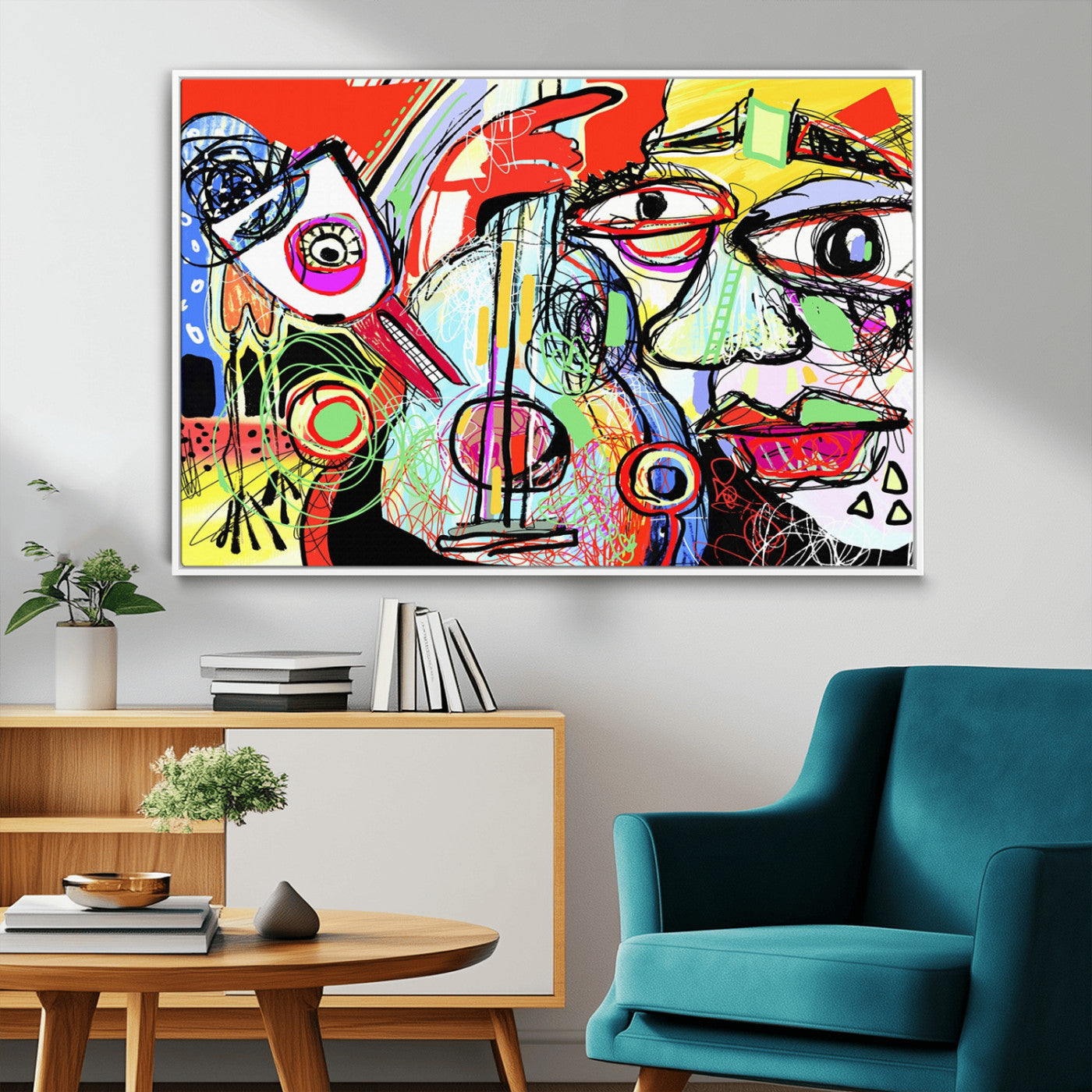 MGV-FC-36X24 - Picasso Style Art Abstract Canvas Wall Art Print , Colorful Abstract Artwork