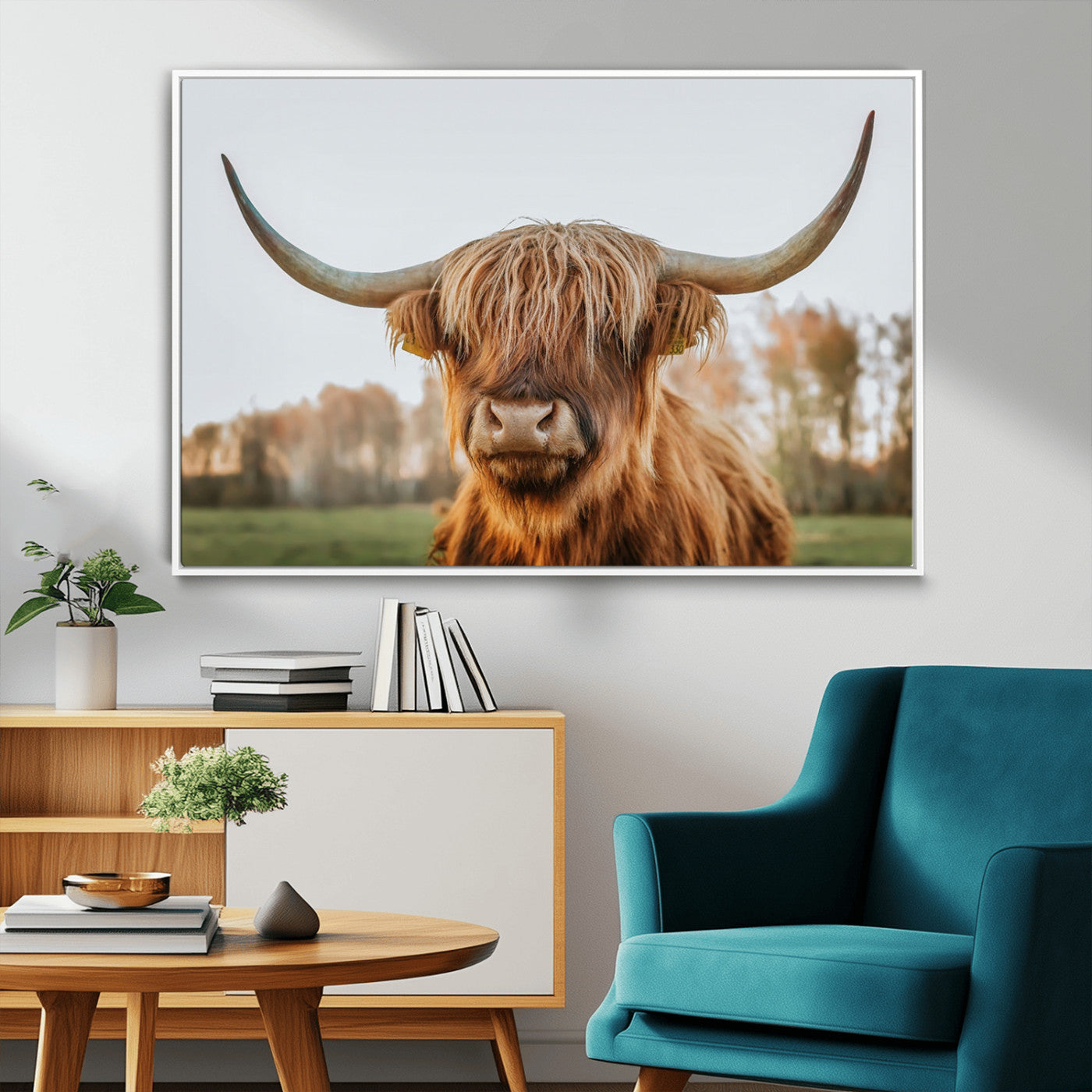 MGV-FC-36X24 - Highland Cow Animal Scottish Cattle Art Print Farmhouse Wall Art Canvas Print