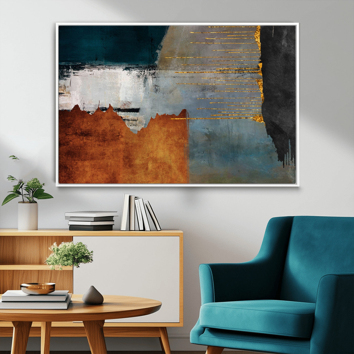 MGV-FC-36X24 - Modern Abstract Canvas Art Canvas Print - Framed and Ready to Hang Artwork for Contemporary Living Room or Office Decor
