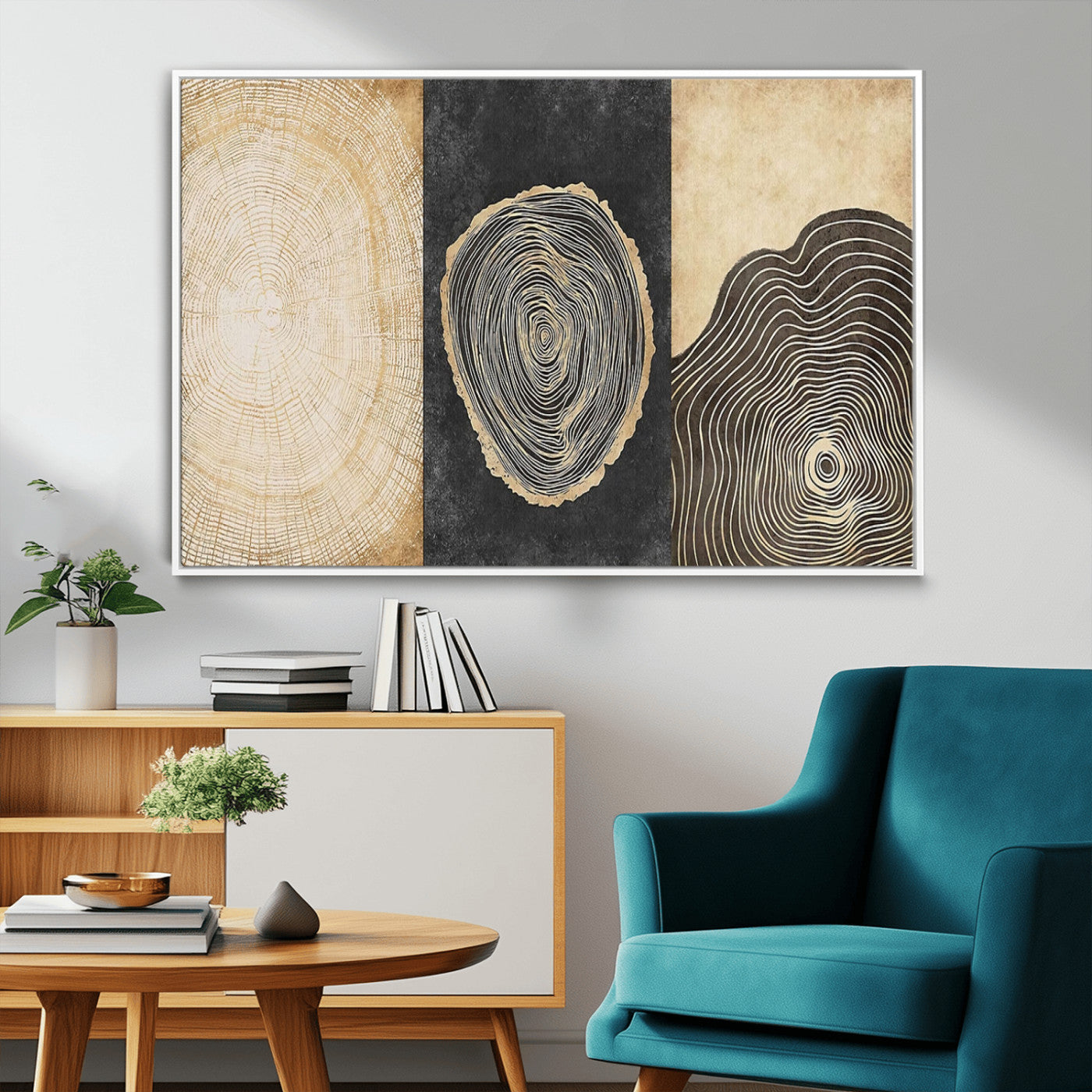 MGV-FC-36X24 - Tree Rings Canvas Wall Art Print – Minimalist Natural History in Modern Decor - Minimalist Boho Wall
