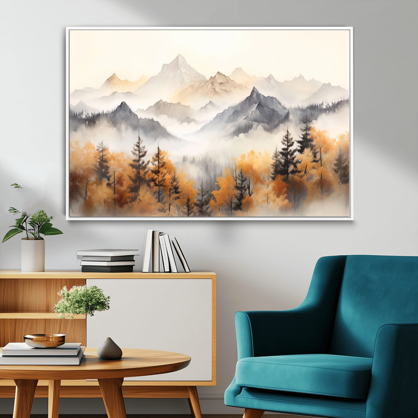 MGV-FC-36X24 - Abstract Mountain Wall Art | Misty Mountain Forest and Mountains Canvas Print for Living Room,