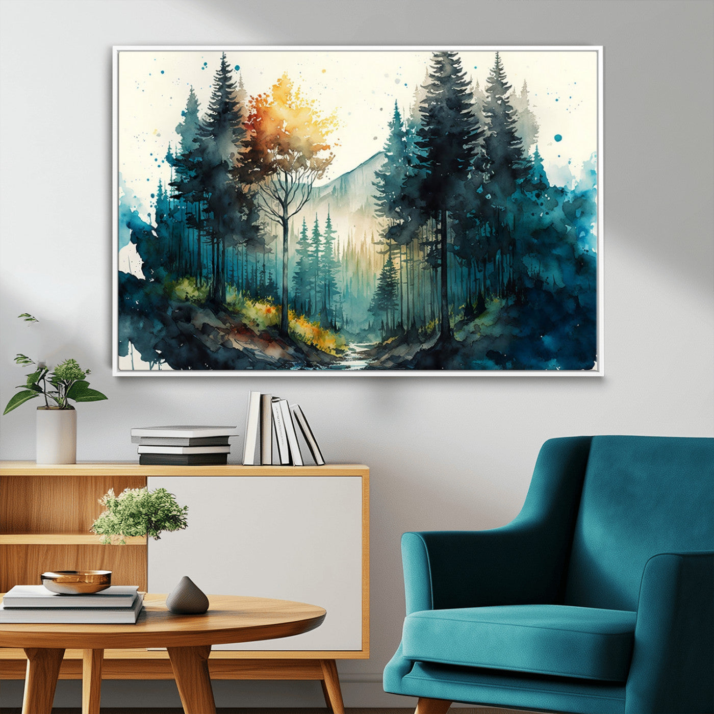 MGV-FC-36X24 - Watercolor Trees Forest Abstract Wall Art Canvas Print