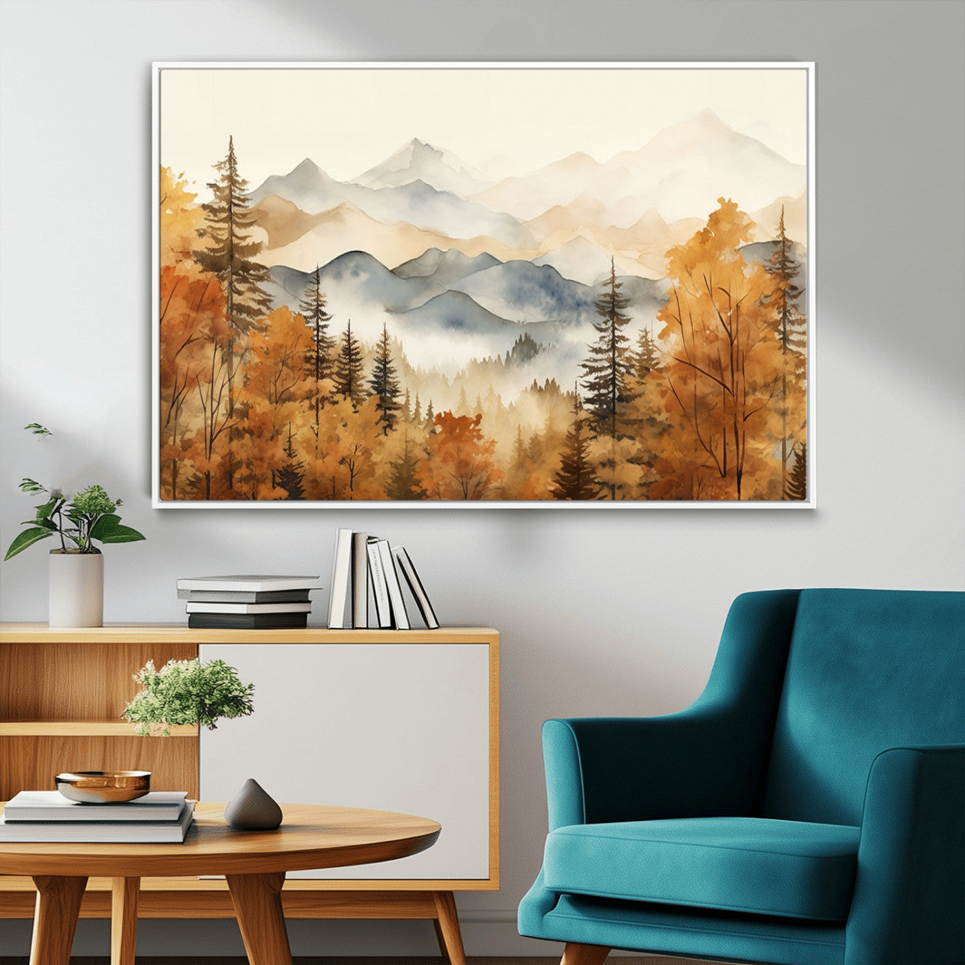 MGV-FC-36X24 - Golden Autumn Forest Wall Art | Mountain Landscape Canvas Print for Living Room or Bedroom | Large Wall Decor with Nature-Inspired Design