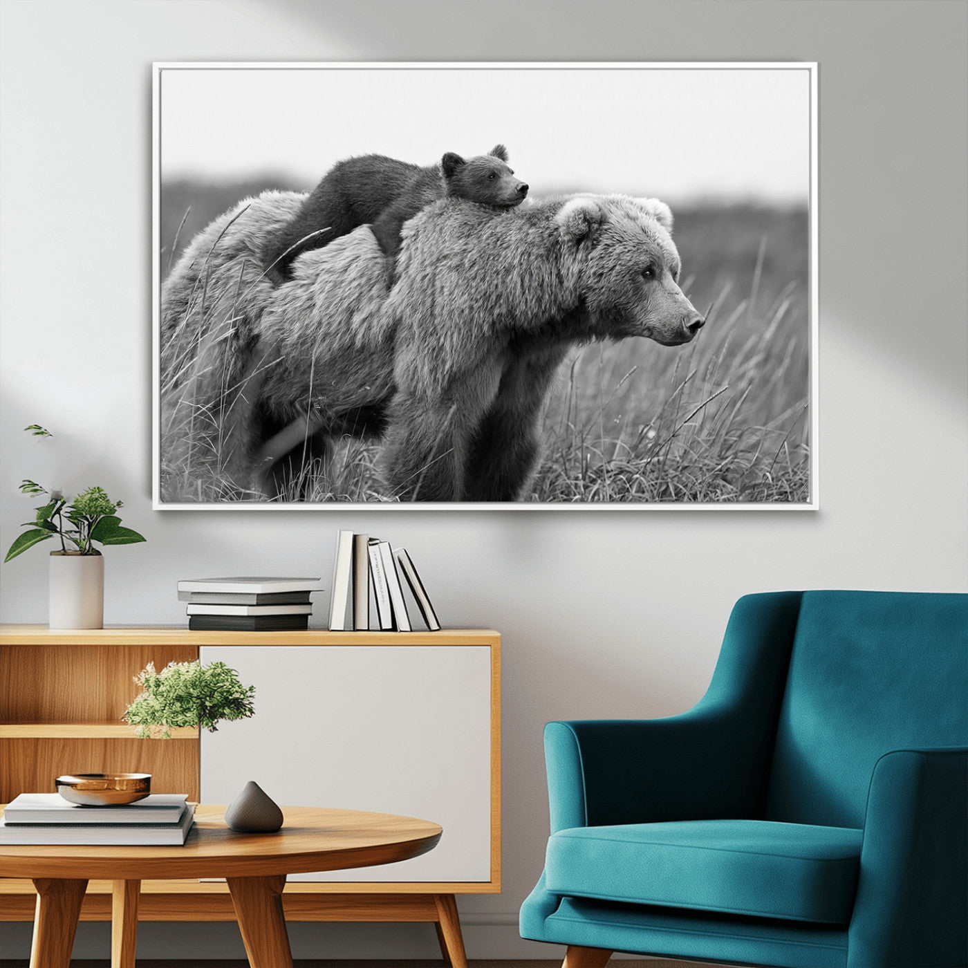 MGV-FC-36X24 - Bear and Cub Wall Art Canvas | 399 Bear Cub Wildlife-Inspired Animal Art for Living Room or Office | Grizzly Bear Print of Photography