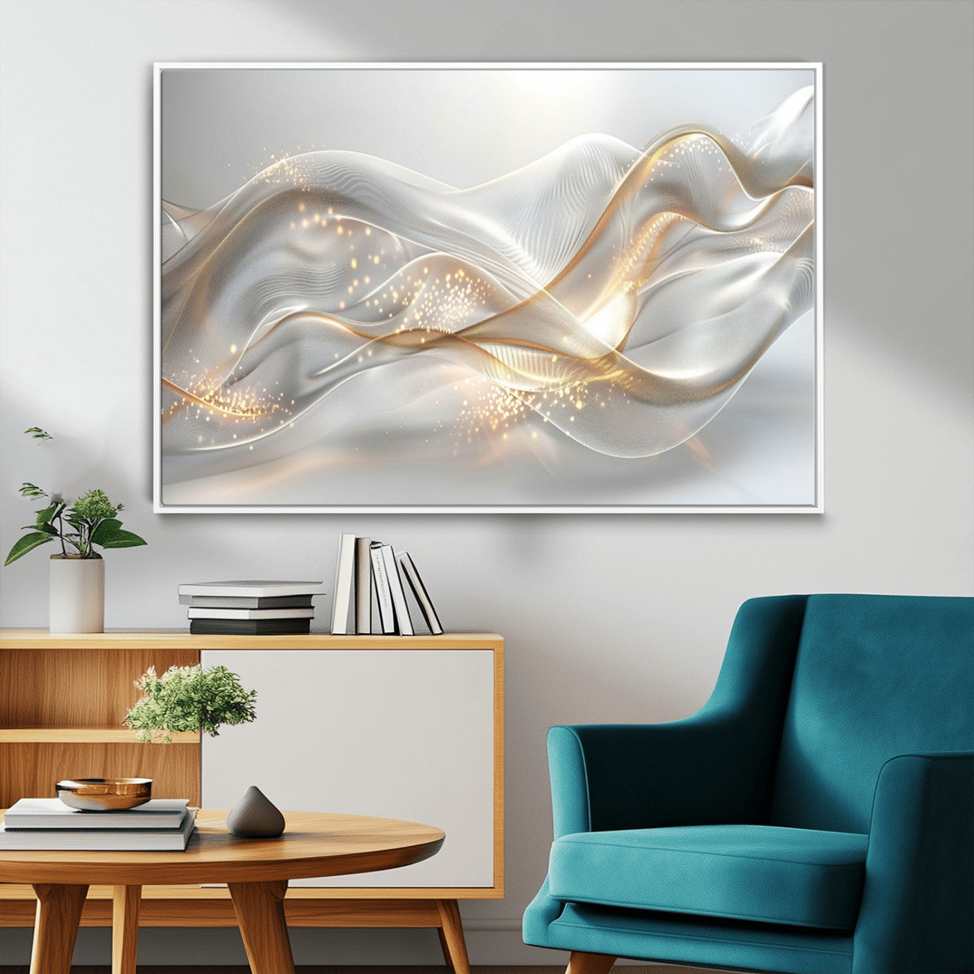 Lines2-MGV-FC-36X24_White-Abstract art Grey and Gold Lines Wall Art