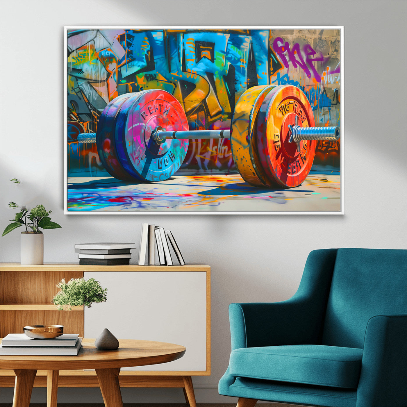 MGV-FC-36X24 - Fitness Gym Barbell Graffiti Wall Art Canvas Print