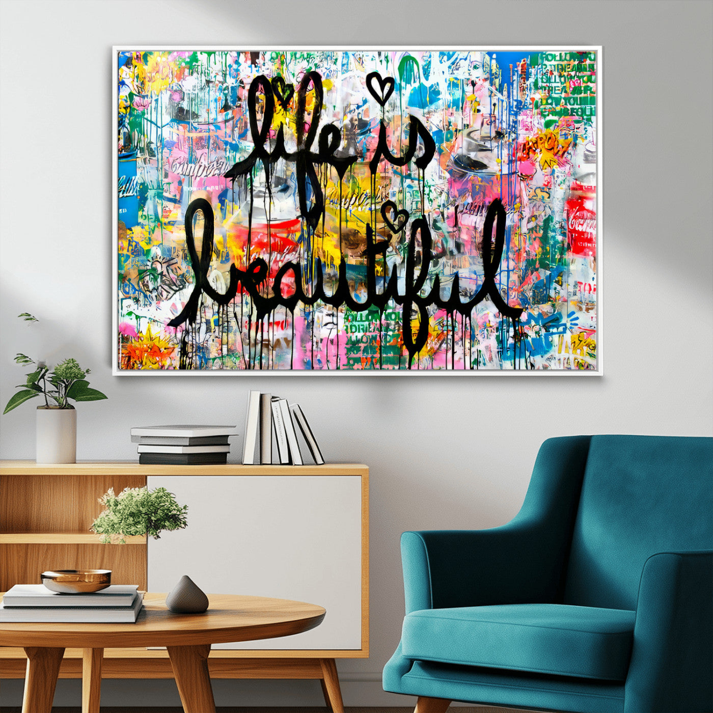 MGV-FC-36X24 - Life Beautiful Wall Art Canvas Print | Graffiti Wall Art Canvas Print