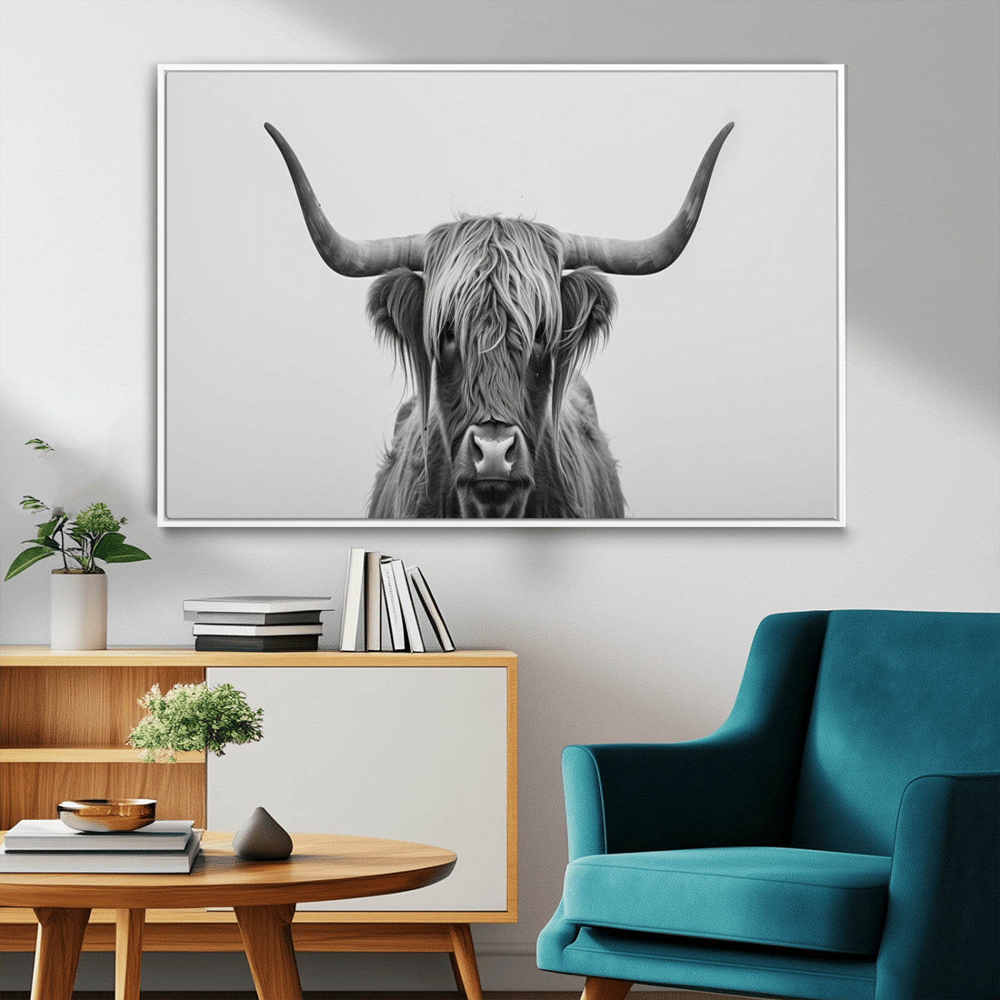 MGV-FC-36X24 - Farmhouse Longhorn Wall Art Canvas Print, Longhorn Texas Wall Art Canvas Print
