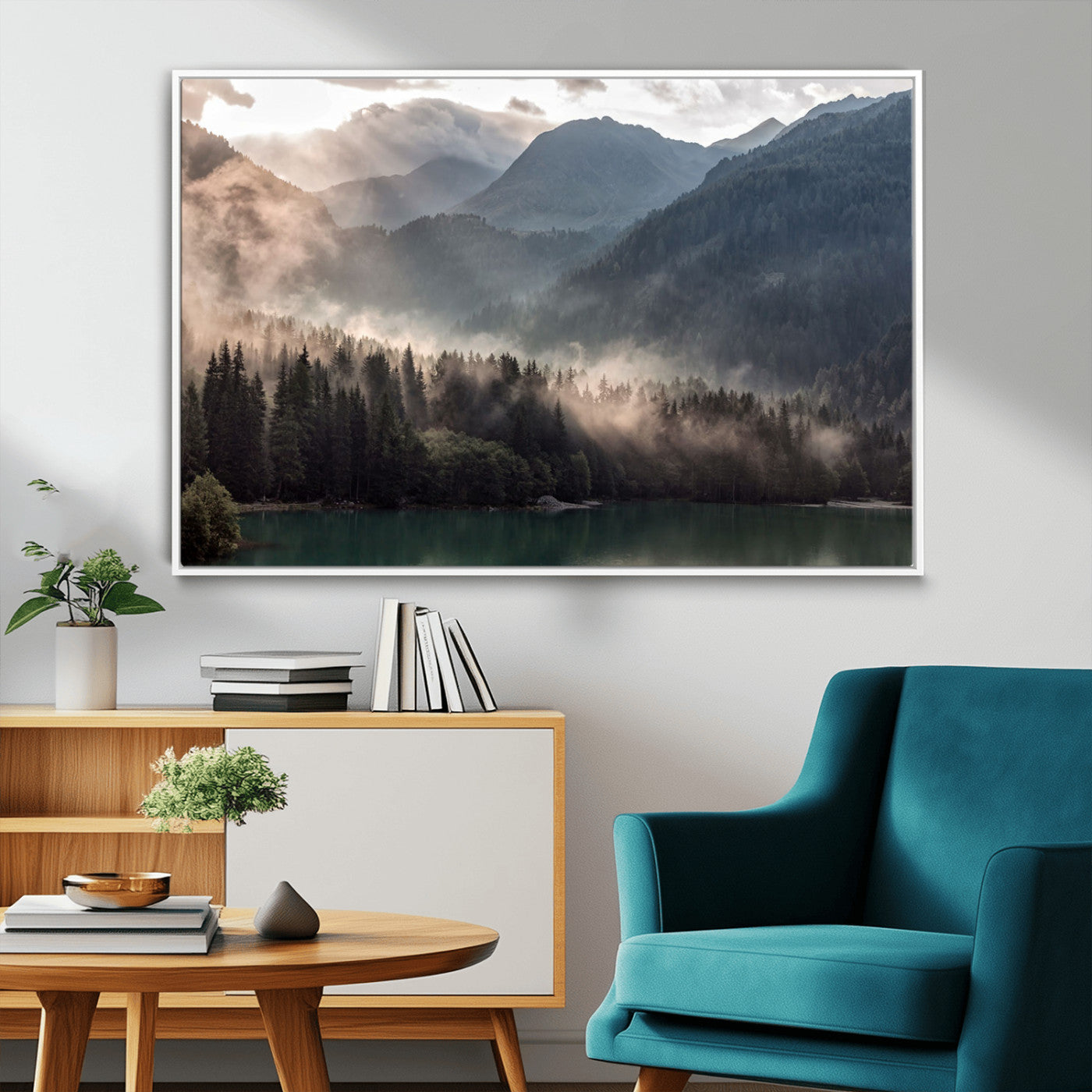 MGV-FC-36X24 - Foggy Mountain Canvas Print Forest Wall Art