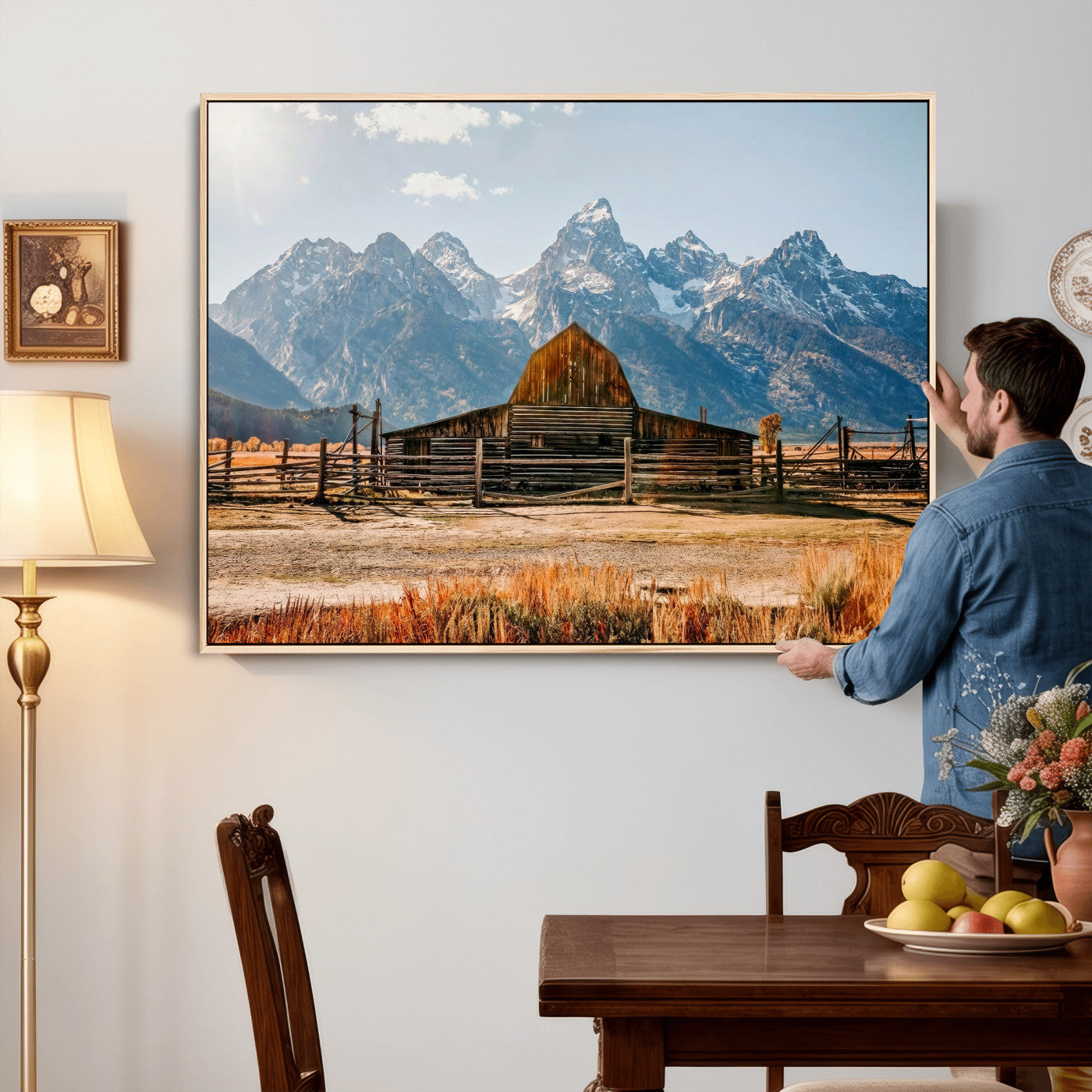 26513-MGV-CV-36X24 - Vintage Old Barn Field Wall Art Canvas Print for Farmhouse Decor - Rustic Barn Wall Art Canvas Print