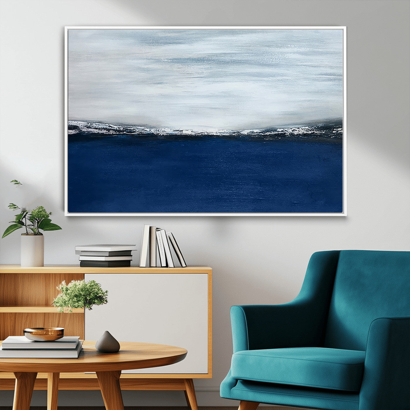 MGV-FC-36X24 - Navy Blue Abstract Wall Art Canvas Print