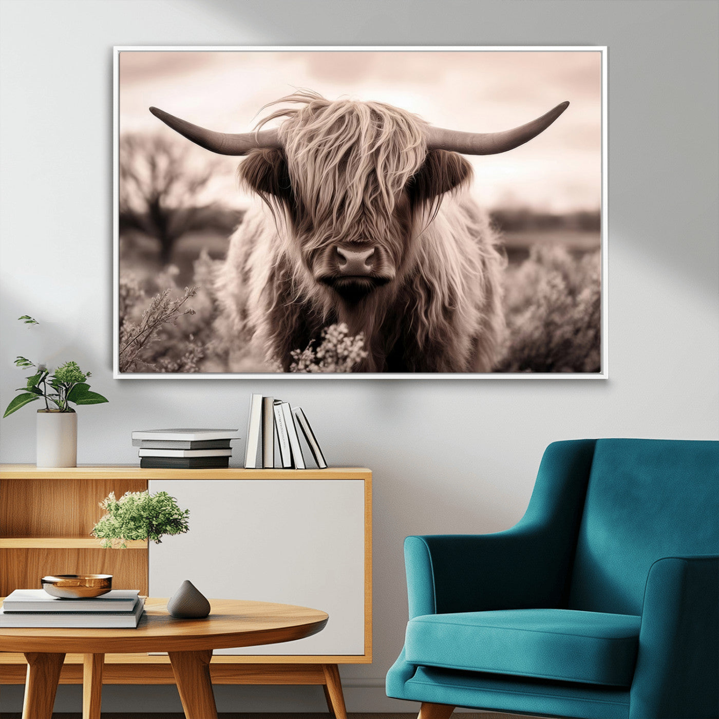 MGV-FC-36X24 - Scottish Cow Longhorn Wall Art Canvas Print