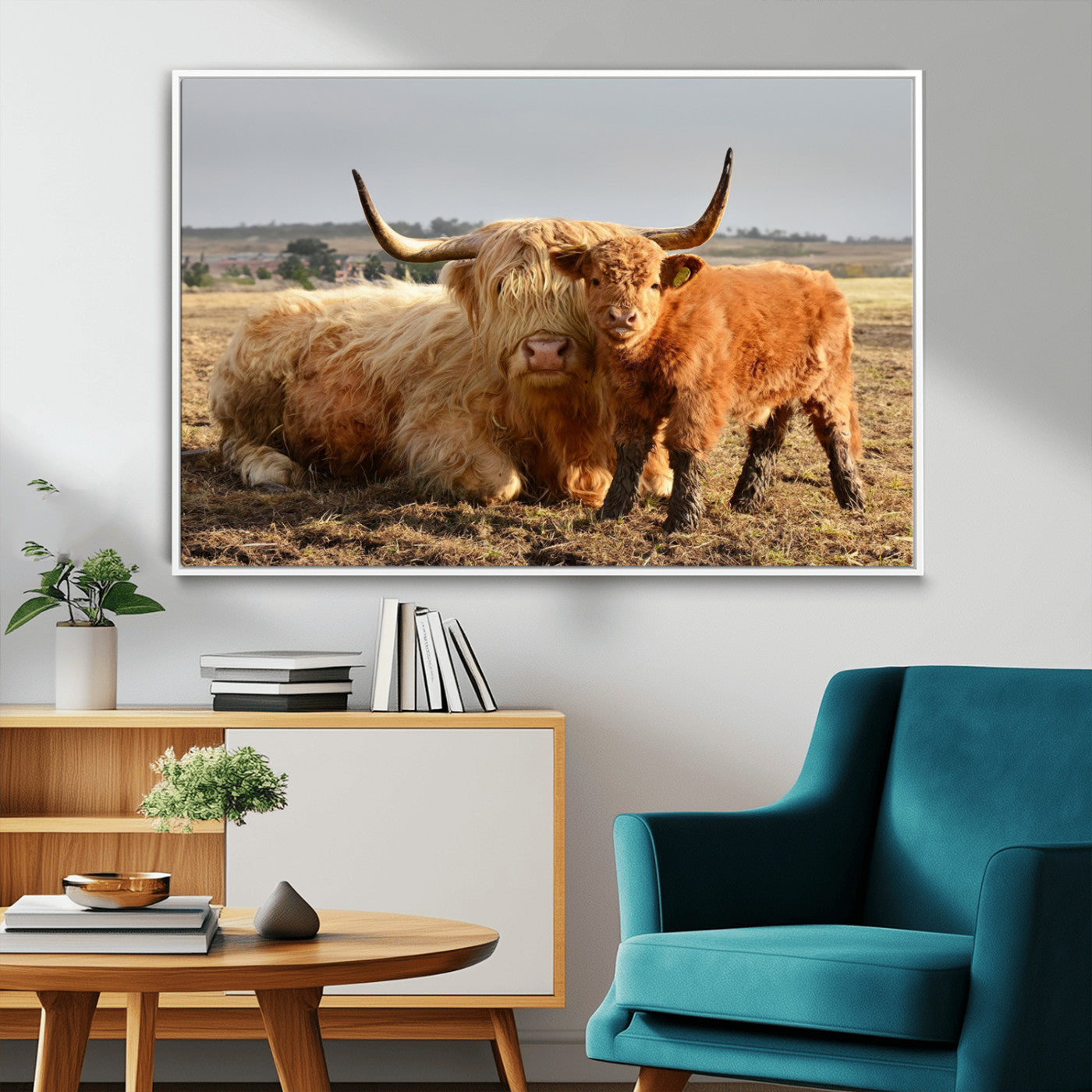 MGV-FC-36X24 - Highland Cow Canvas Wall Art Animal Print for Farm House Decor