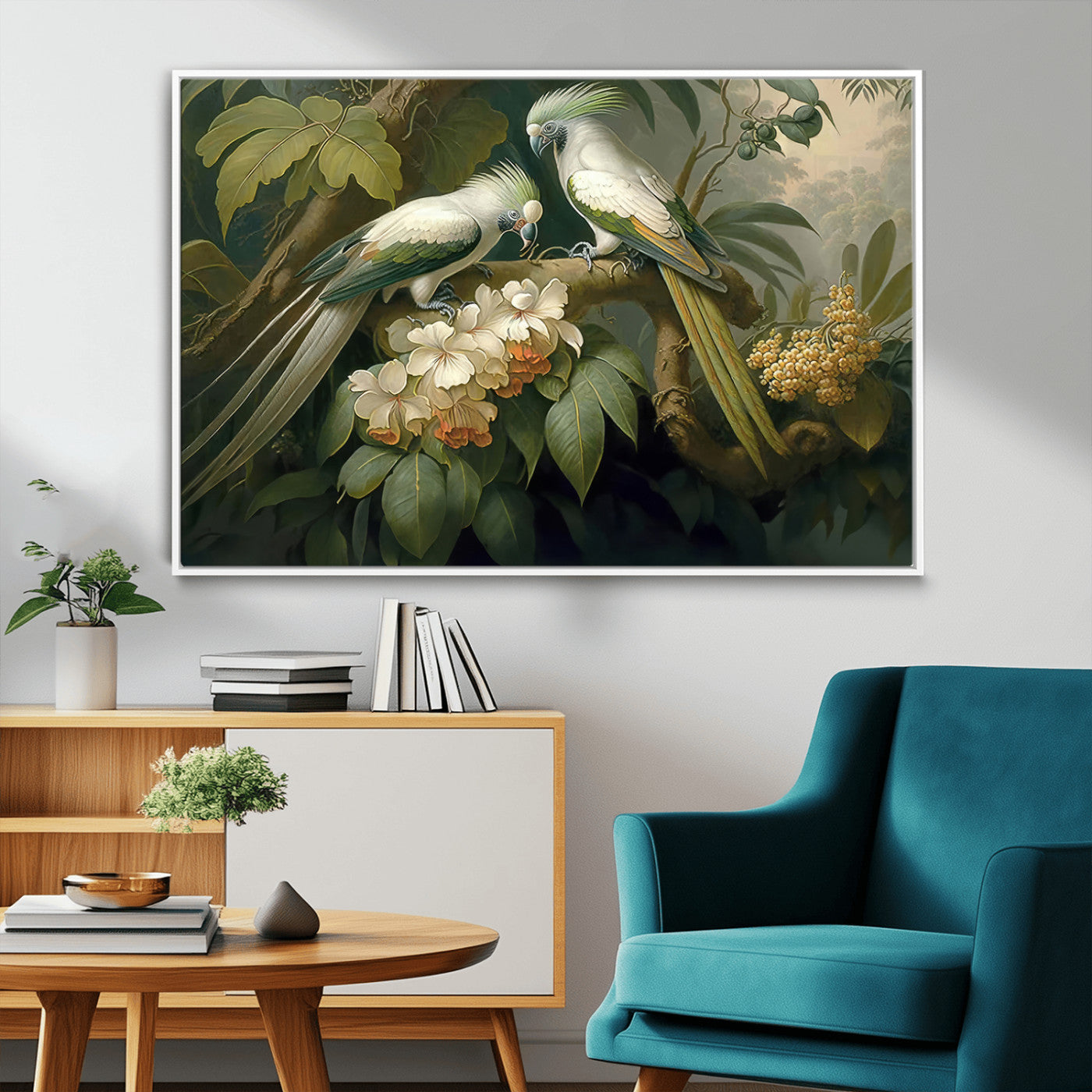84047-MGV-FC-36X24_White-Tropical Paradise Print Wall Art Stunning Artwork of a Parrot in a Lush Forest with Beautiful