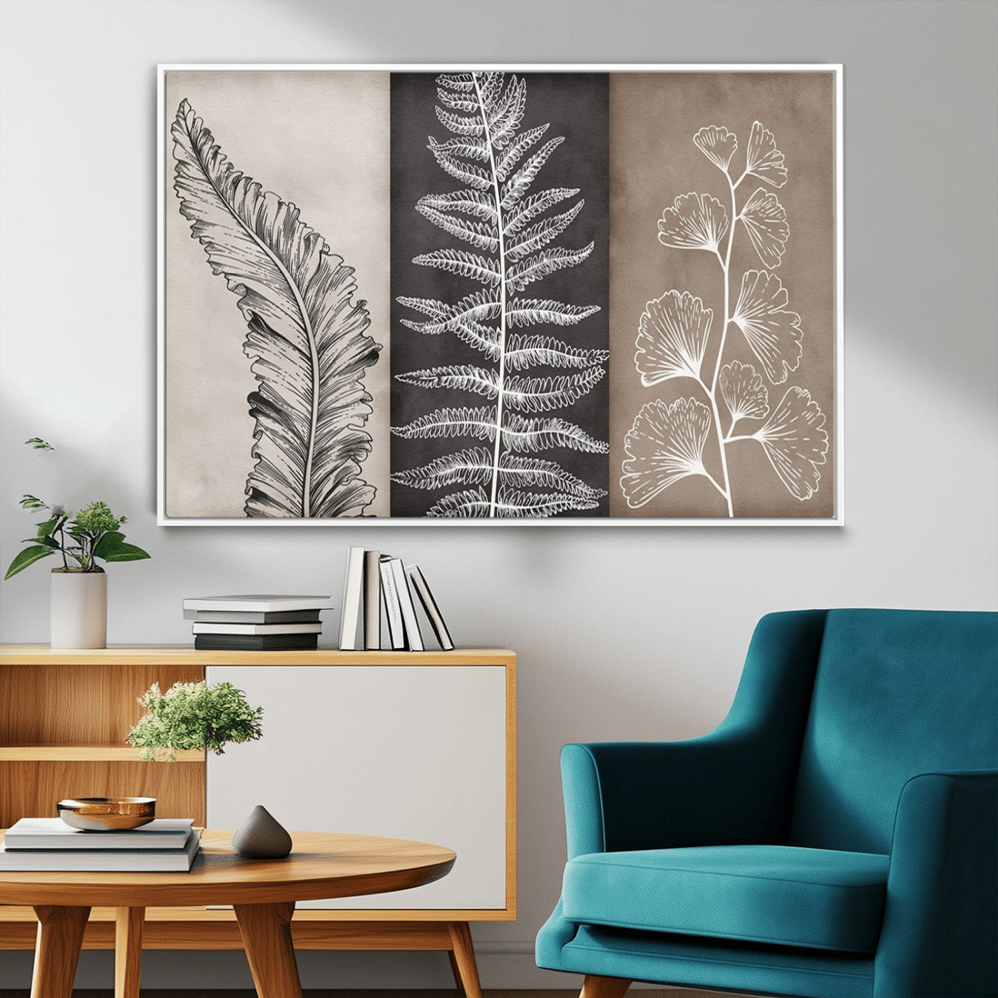 MGV-FC-36X24 - Minimalist Botanical Wall Art Canvas Print, Framed and Ready to Hang - Nature Art Print for Home