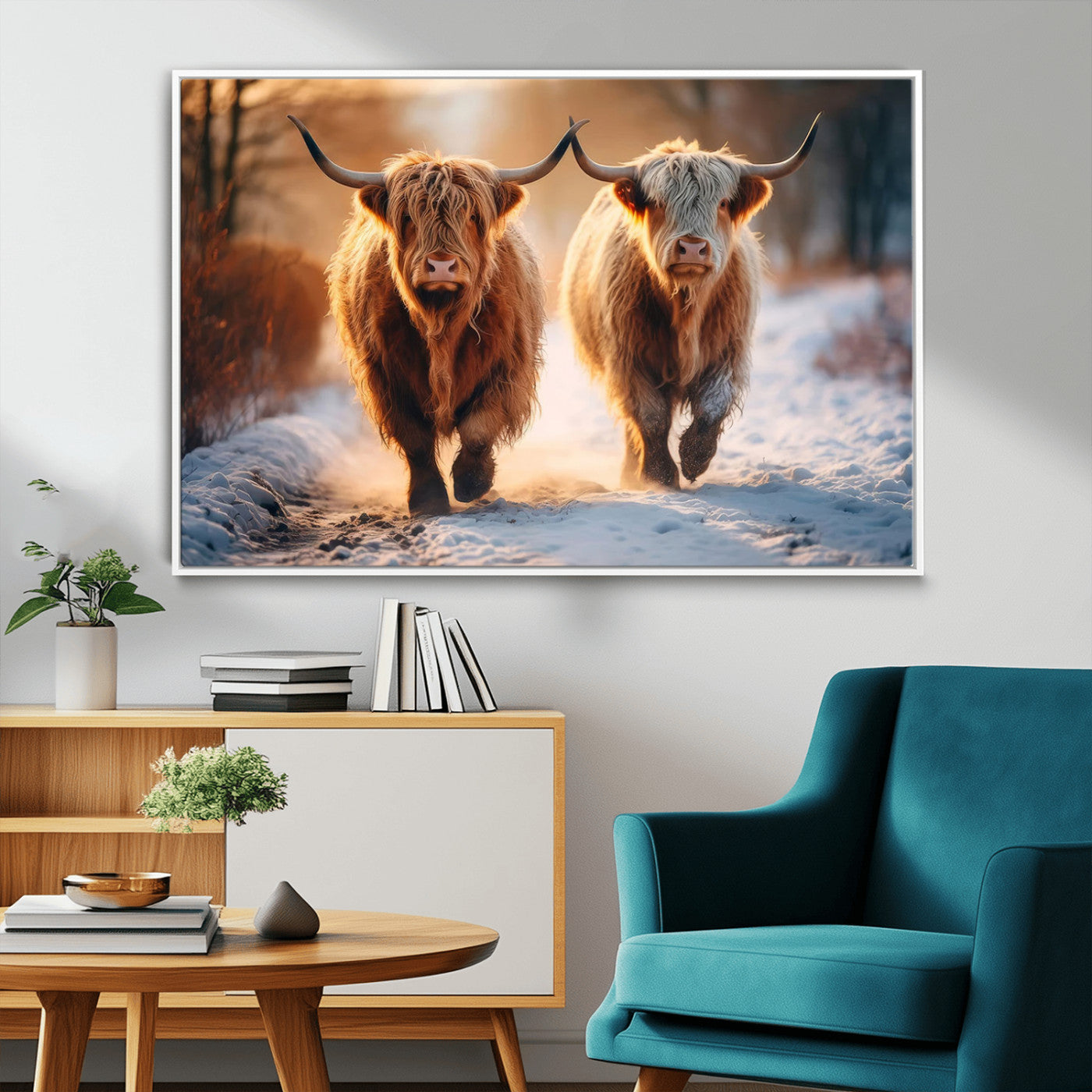MGV-FC-36X24 - Scottish Highland Cow Horn Farm Wall Art Canvas Print