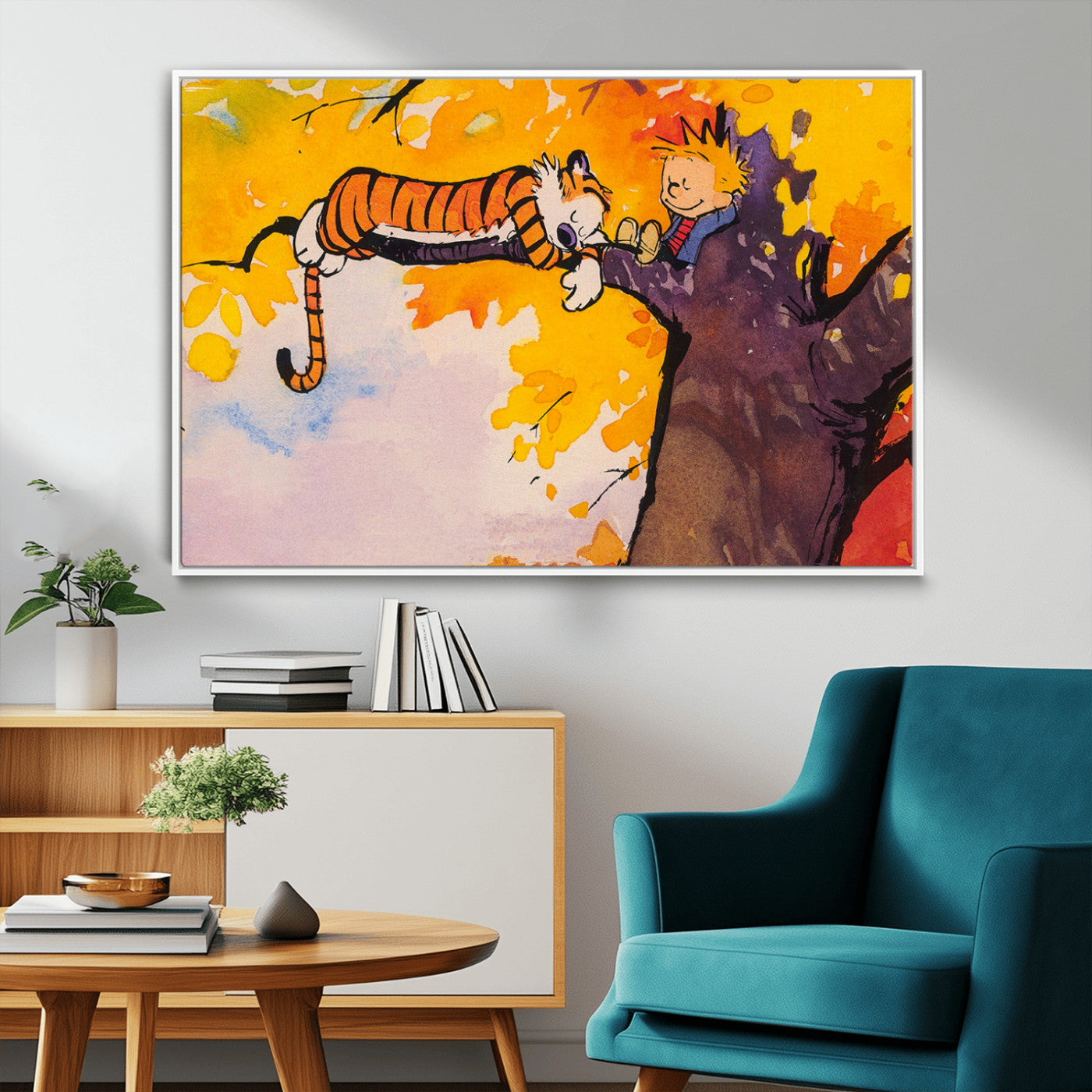 MGV-FC-36X24 - Calvin and Hobbes Tree Scene Canvas Print | 3 Panel Large Wall Art for Living Room or Kid’s Room,