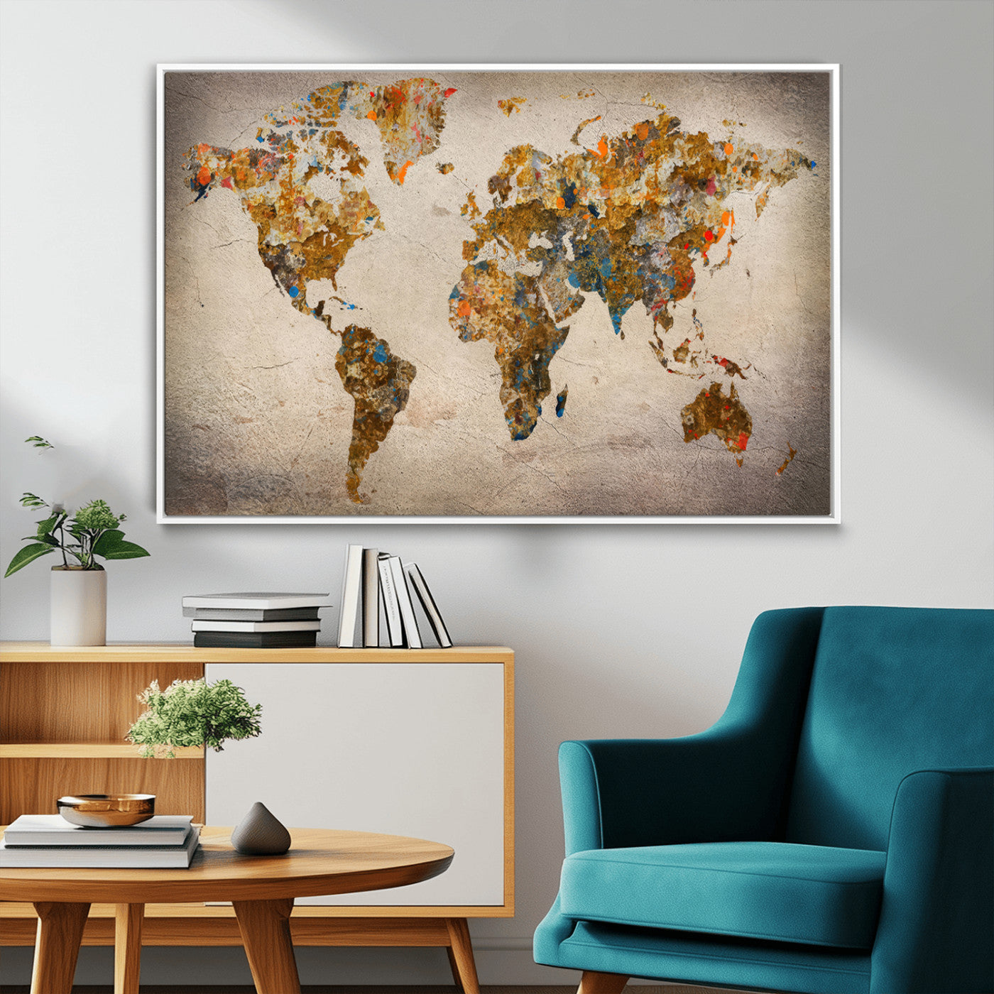 MGV-FC-36X24 - Push Pin World Map Canvas Print – Framed Wall Art for Couples to Track Their Travels – Anniversary