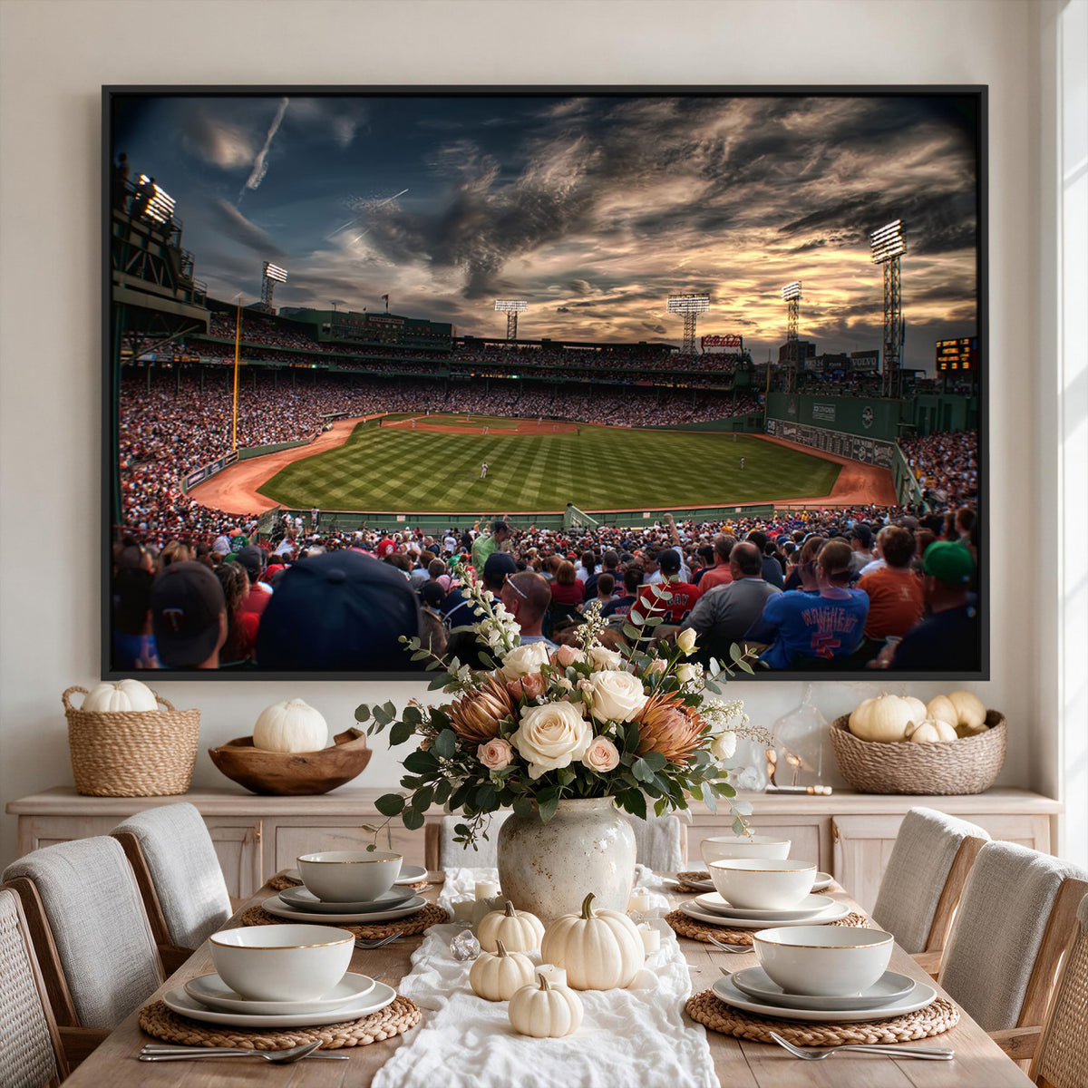53432-MGV-CV-36X24 - Boston Red Sox Baseball Team Print, Massachusetts Fenway Park Stadium Wall Art Canvas Print