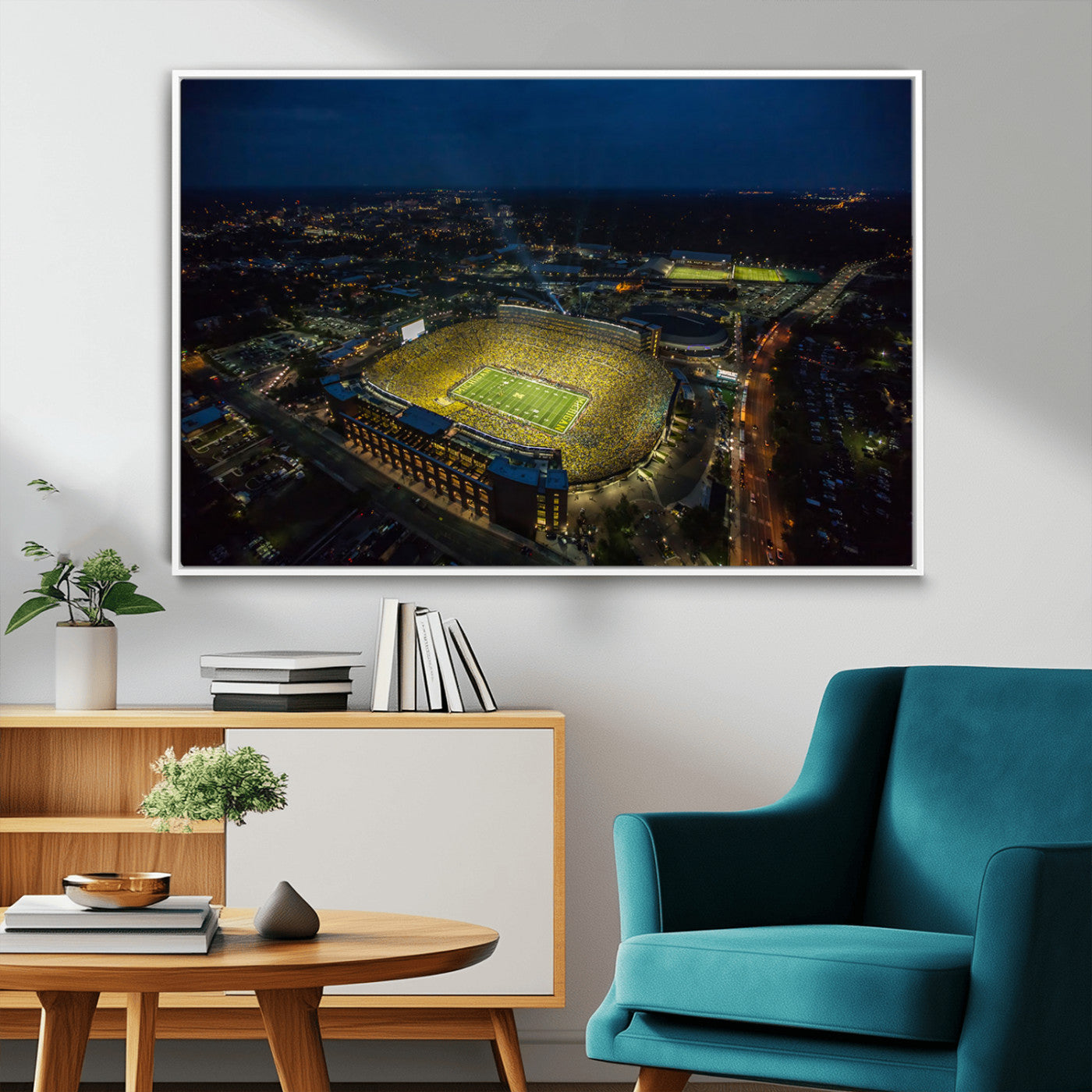 MGV-FC-36X24 - Michigan Wolverines Football Team Print - Michigan Stadium Wall Art Canvas Print