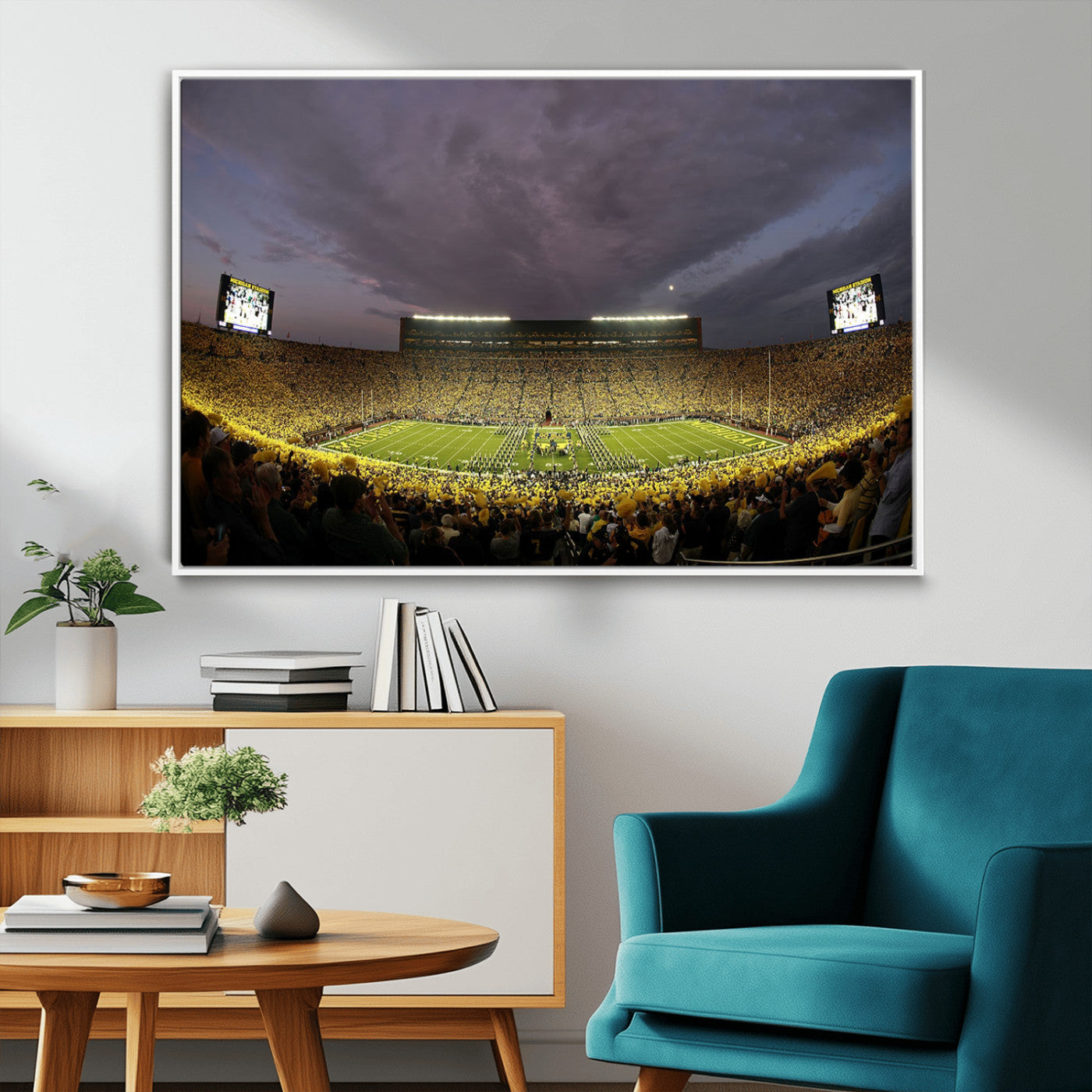 MGV-FC-36X24 - Michigan Wolverines Football Team Print - Michigan Stadium Wall Art Canvas Print