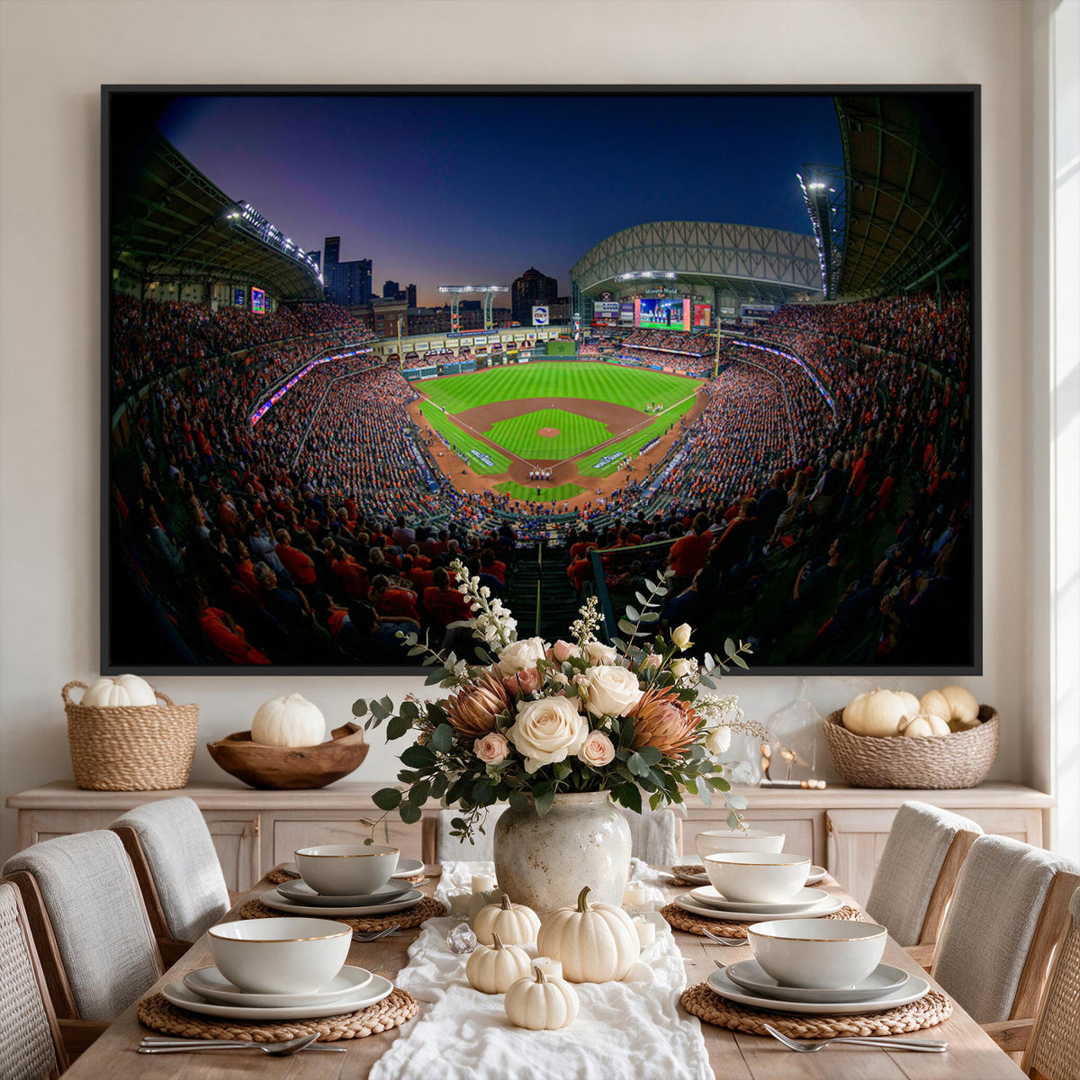 44322-MGV-CV-36X24 - Houston Astros Baseball Print Canvas, Houston Minute Maid Park Stadium Wall Art