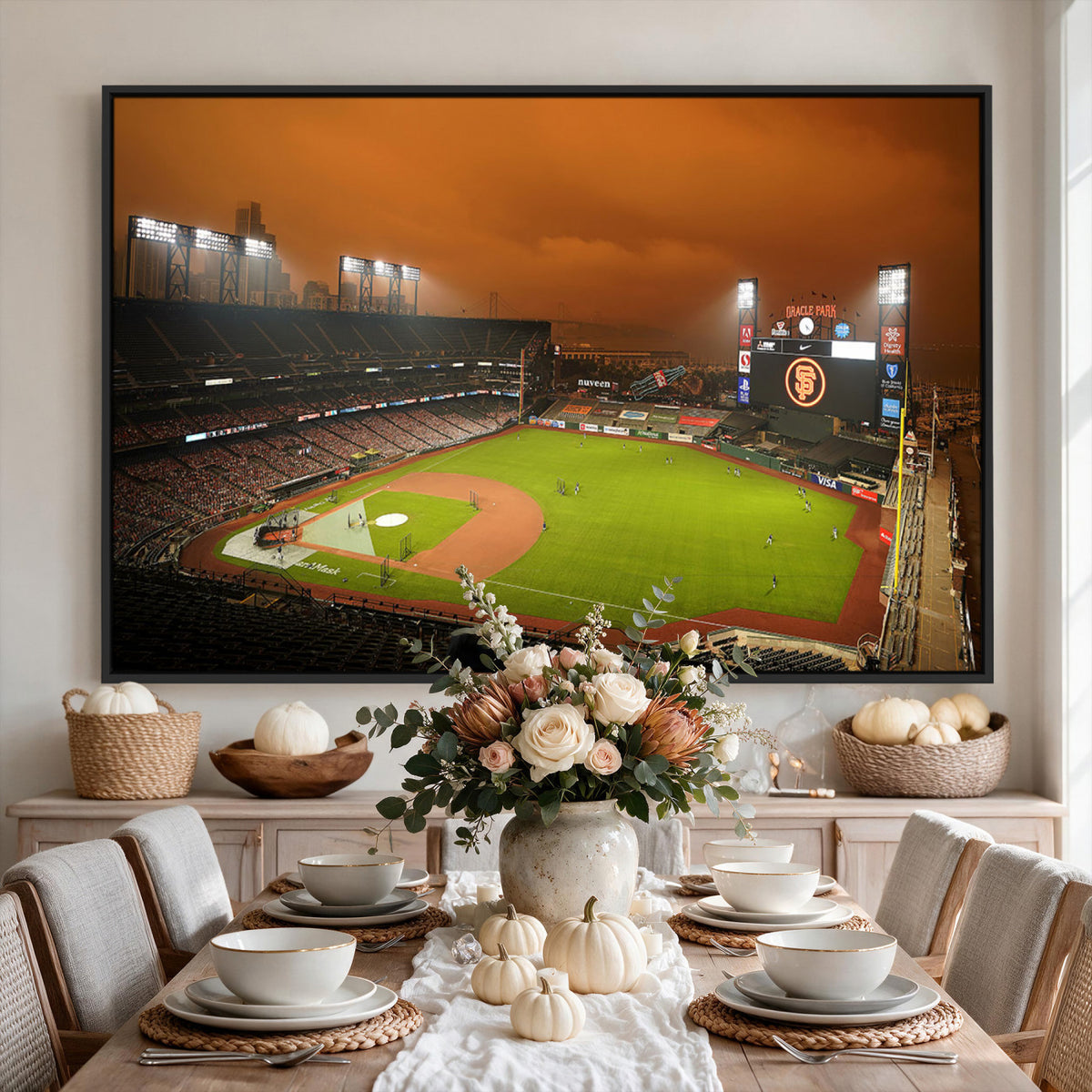 31315-MGV-CV-36X24 - San Francisco Giants Baseball Team Print, Oracle Park Stadium Wall Art Canvas Print