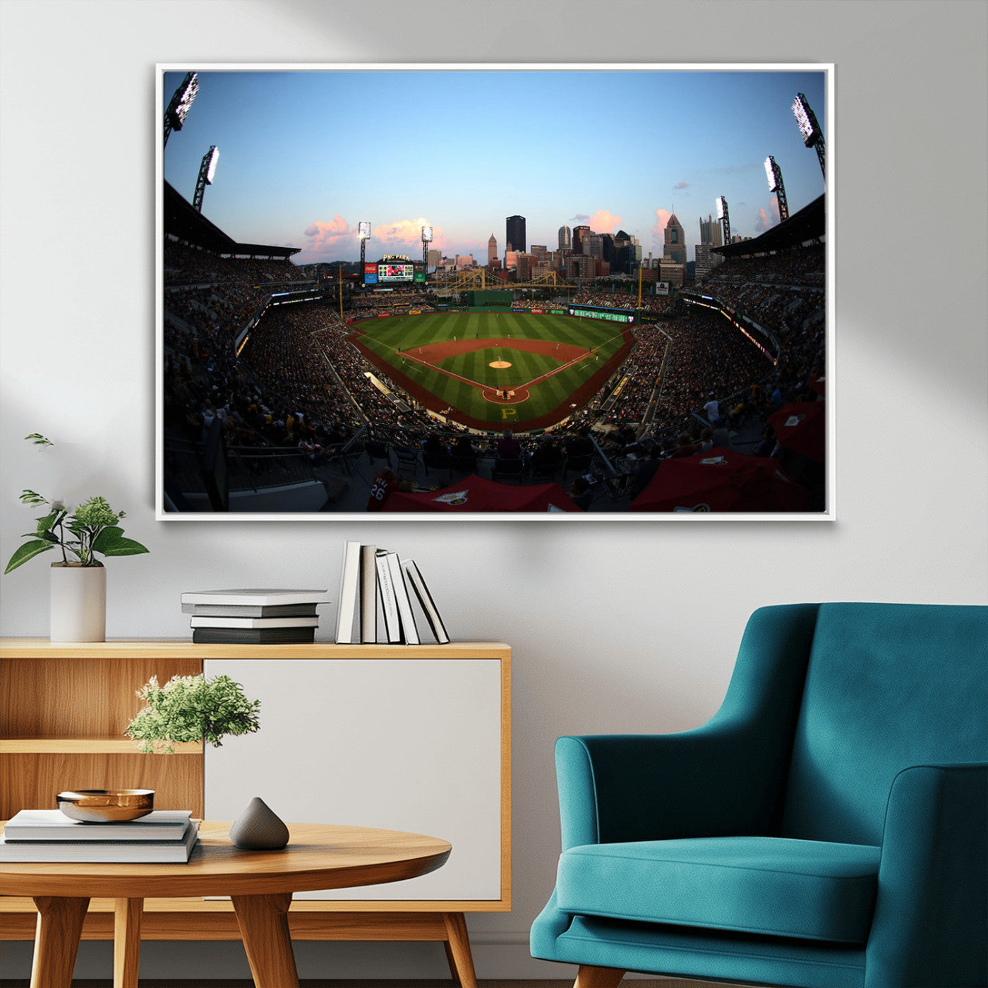 MGV-FC-36X24 - PNC Park Evening Game Triple Canvas Wall Art - Pittsburgh Pirates MLB Match - PNC Park Stadium Wall Art Canvas Print