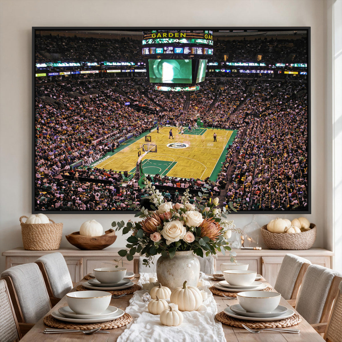 21705-MGV-CV-36X24 - TD Garden Basketball Canvas Wall Art | Boston Celtics Live Action