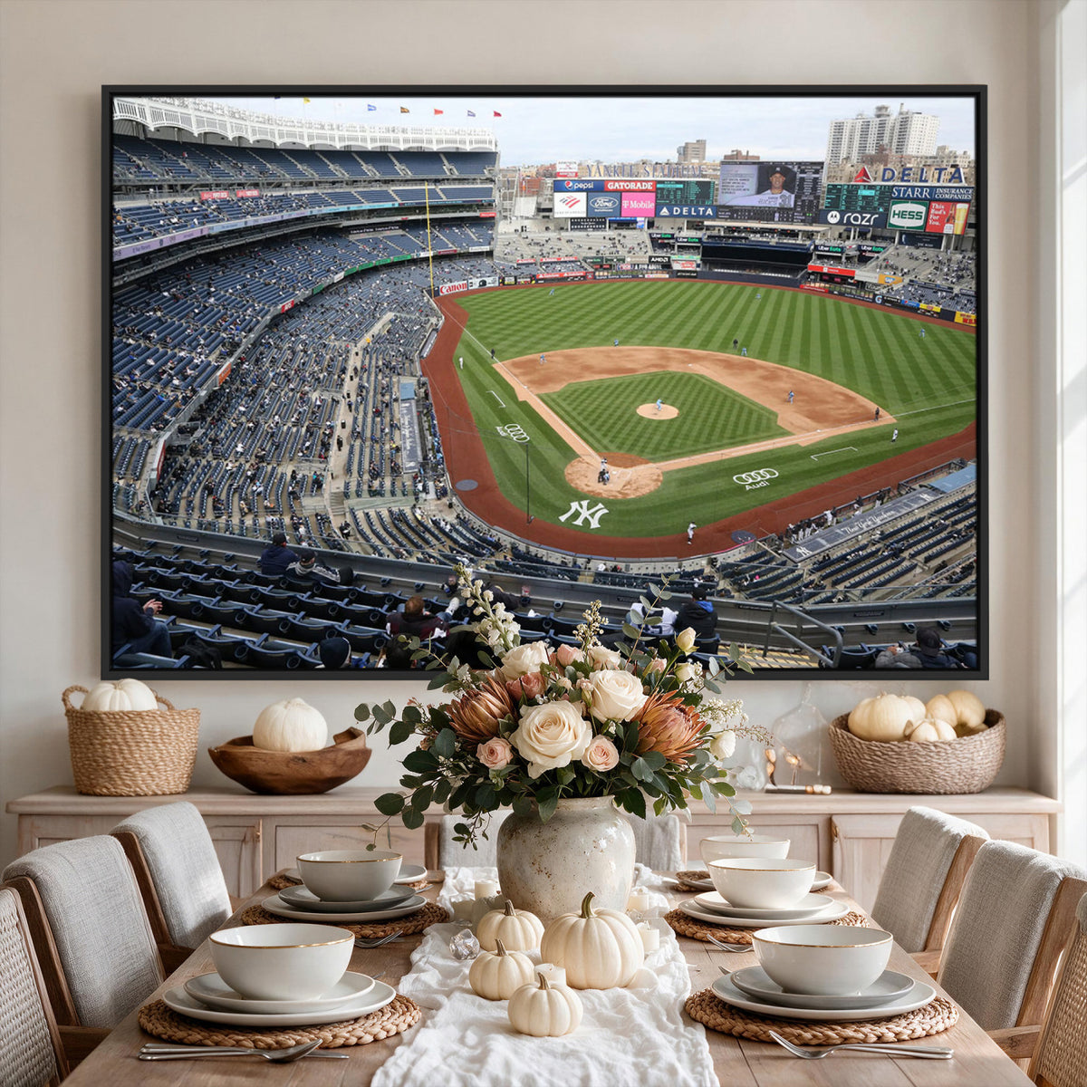 45784-MGV-CV-36X24 - New York Yankees Baseball Team Print, Yankee Stadium Wall Art Canvas Print