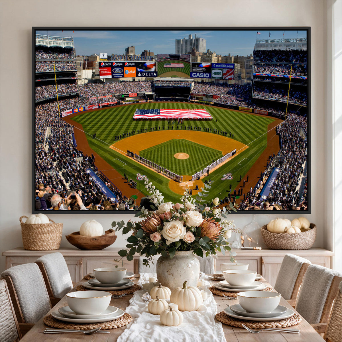 20879-MGV-CV-36X24 - Yankee Stadium New York Wall Art Print | 3-Panel Canvas Print of Yankees Baseball Stadium