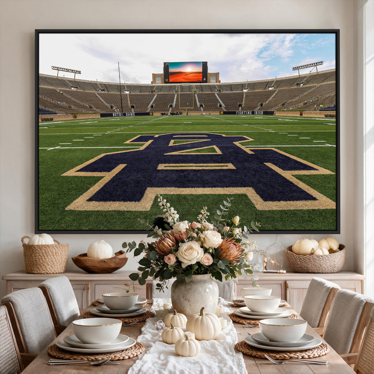 52835-MGV-CV-36X24 - Notre Dame Stadium Giclee Canvas Print | Triptych Wall Art Featuring Iconic Notre Dame Football