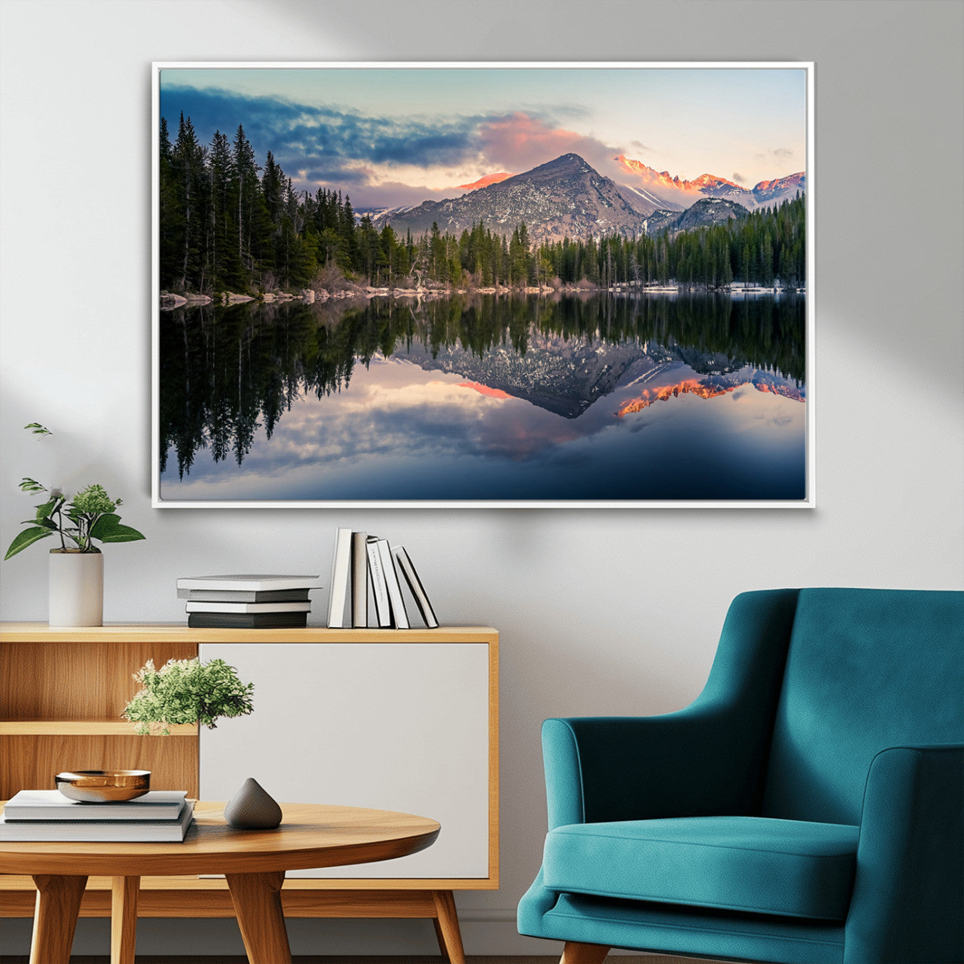MGV-FC-36X24 - Bear Lake Reflection at Rocky Mountain National Park Wall Art Canvas Print, Scenic Mountain Landscape Canvas Print Set | Mountain Lake Wall Art Print