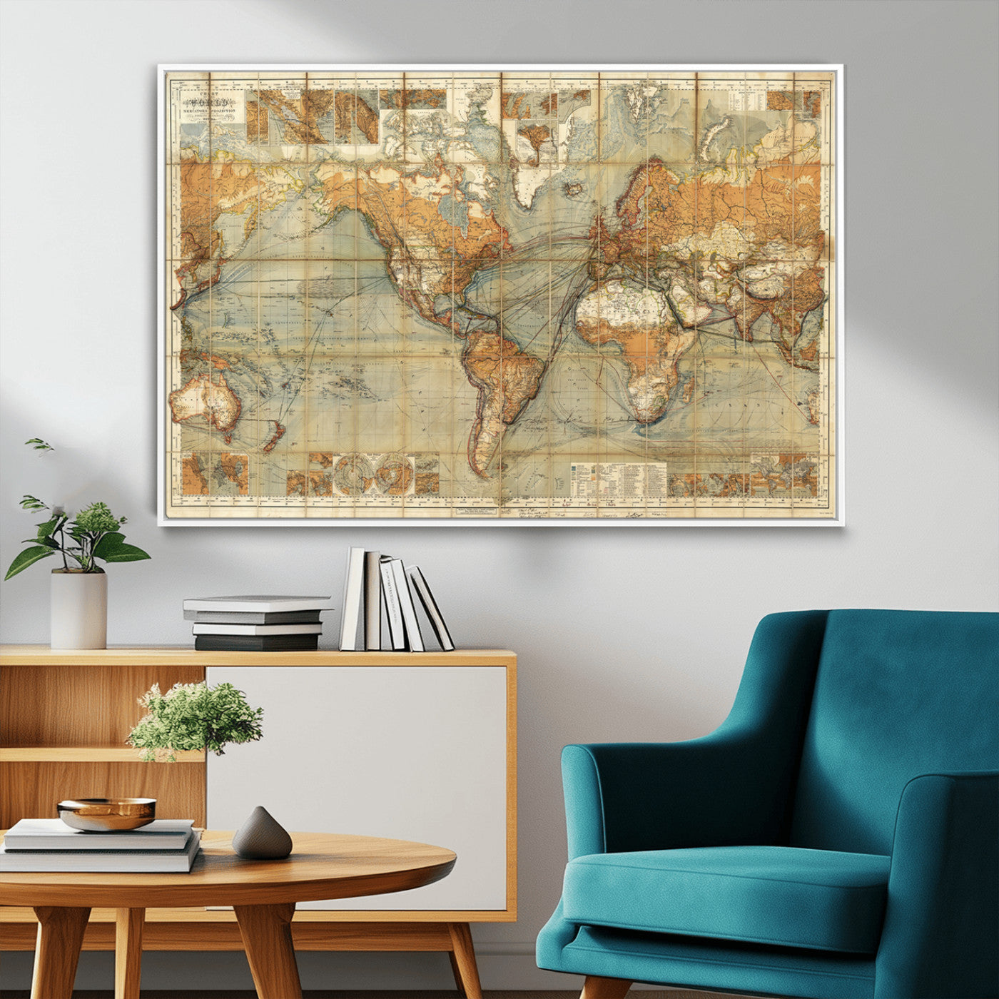 MGV-FC-36X24 - Push Pin World Map Canvas Print – Framed Wall Art for Couples to Track Their Travels – Anniversary