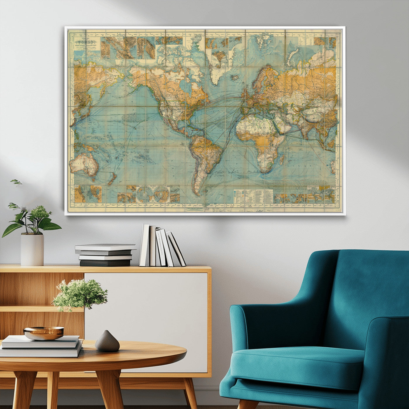 MGV-FC-36X24 - Push Pin World Map Canvas Print – Framed Wall Art for Couples to Track Their Travels – Anniversary