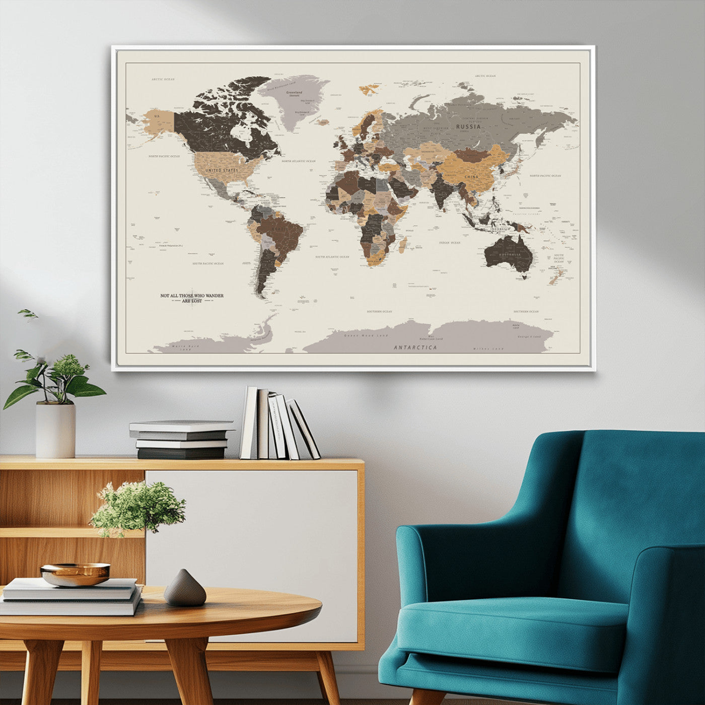 MGV-FC-36X24 - Push Pin World Map Canvas Print – Framed Wall Art for Couples to Track Their Travels – Anniversary