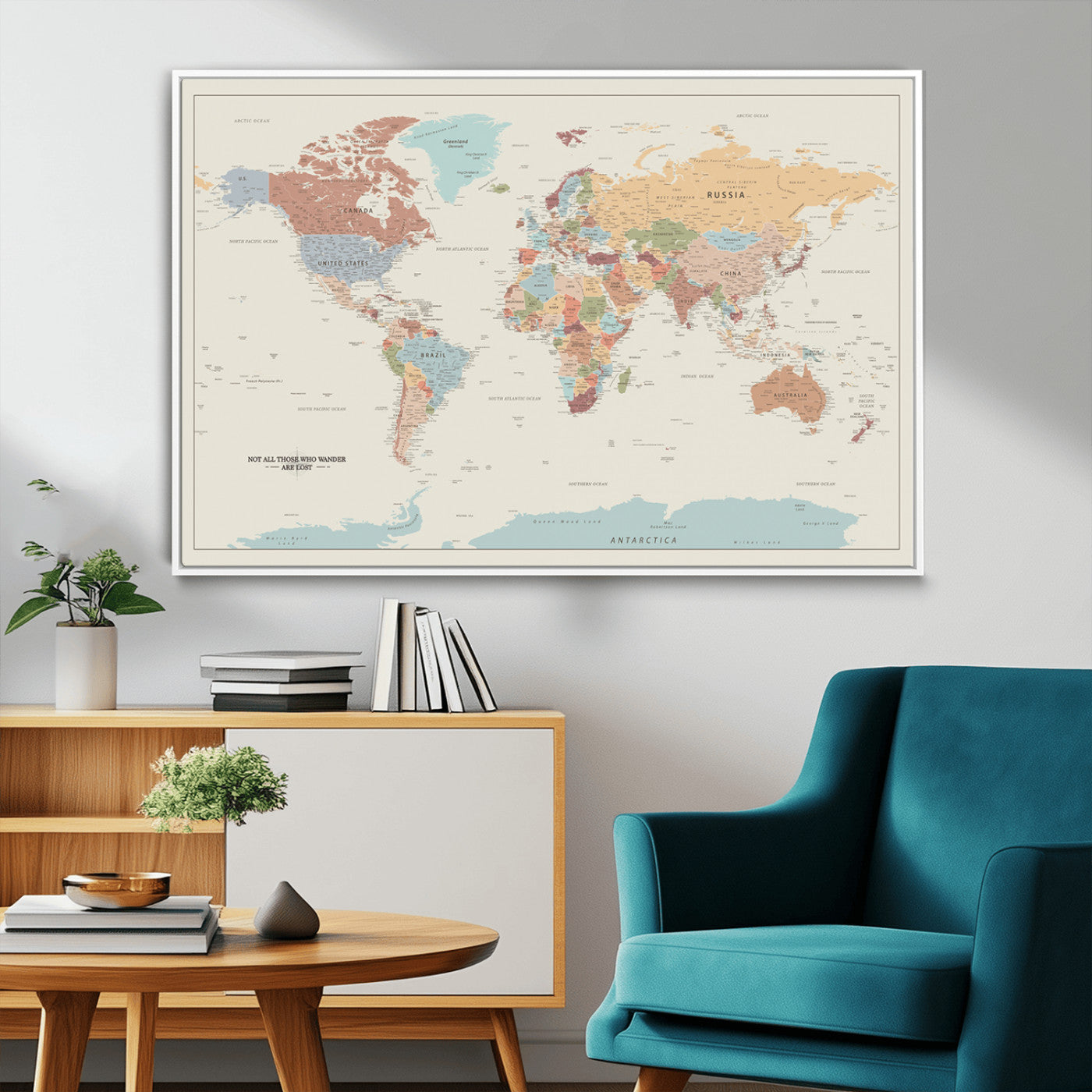 MGV-FC-36X24 - Push Pin World Map Canvas Print – Framed Wall Art for Couples to Track Their Travels – Anniversary