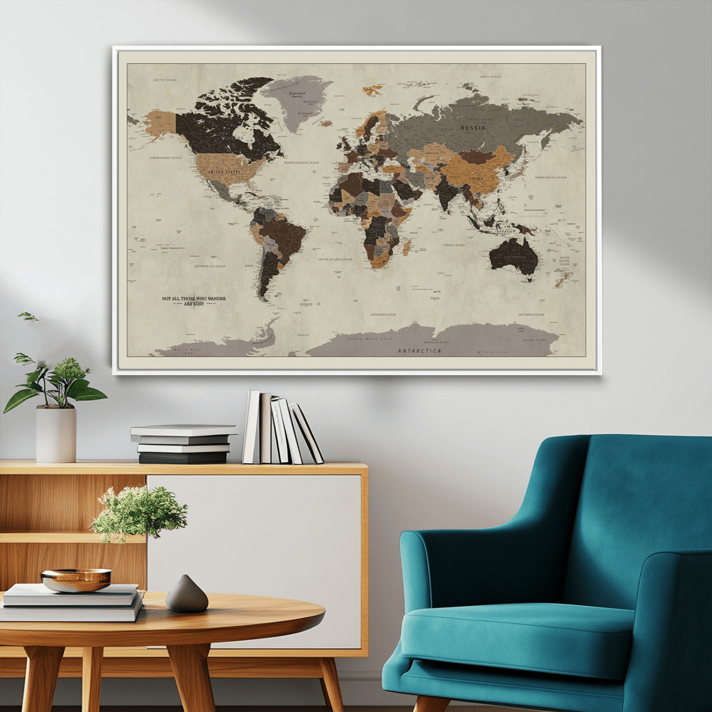 MGV-FC-36X24 - Push Pin World Map Canvas Print – Framed Wall Art for Couples to Track Their Travels – Anniversary