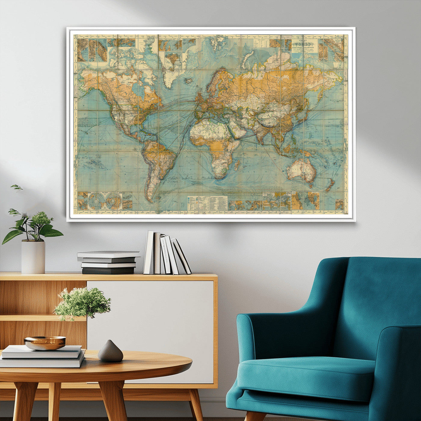 MGV-FC-36X24 - Push Pin World Map Canvas Print – Framed Wall Art for Couples to Track Their Travels – Anniversary