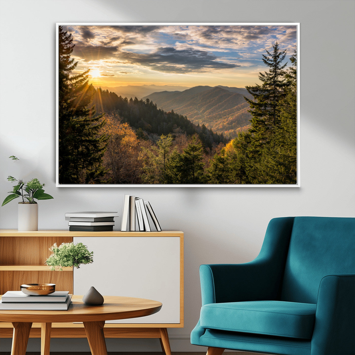 MGV-FC-36X24 - Sunrise Over the Smoky Mountains Canvas Wall Art – Breathtaking Scenic Landscape Photography in a