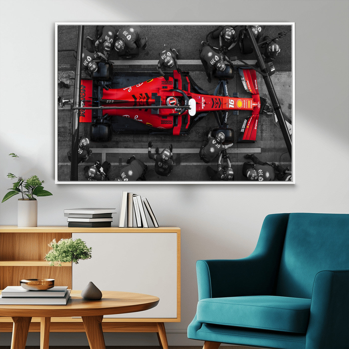 MGV-FC-36X24 - Ferrari Pit Stop Canvas Wall Art – Precision and Speed Captured in Bold Motorsport Imagery – Ready