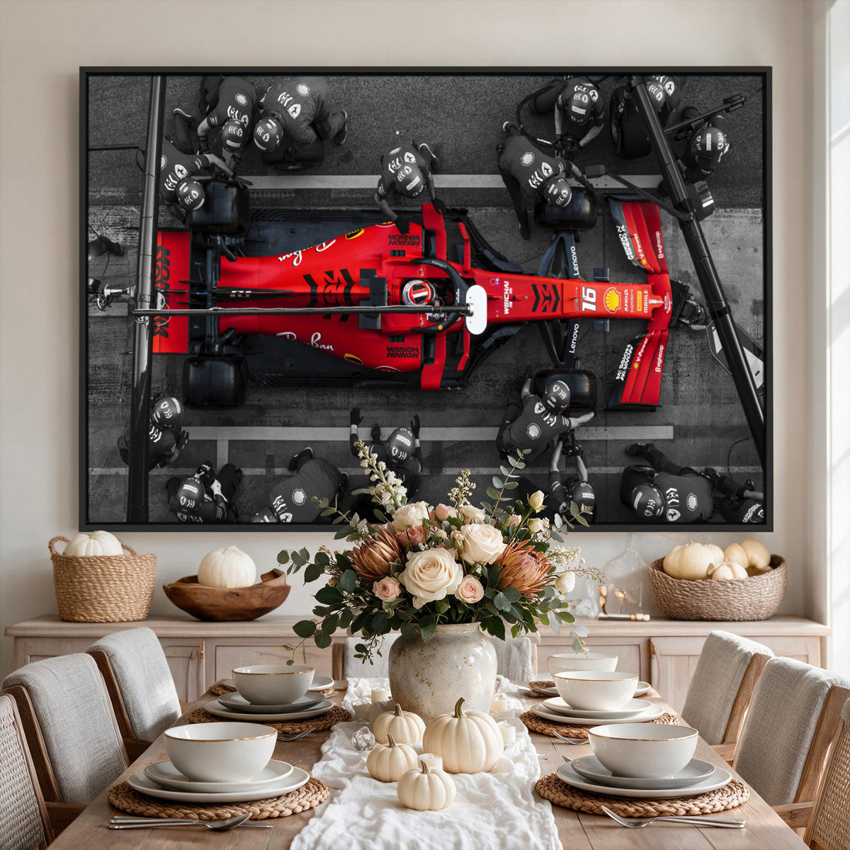 99356-MGV-CV-36X24 - Ferrari Pit Stop Canvas Wall Art | Precision and Speed