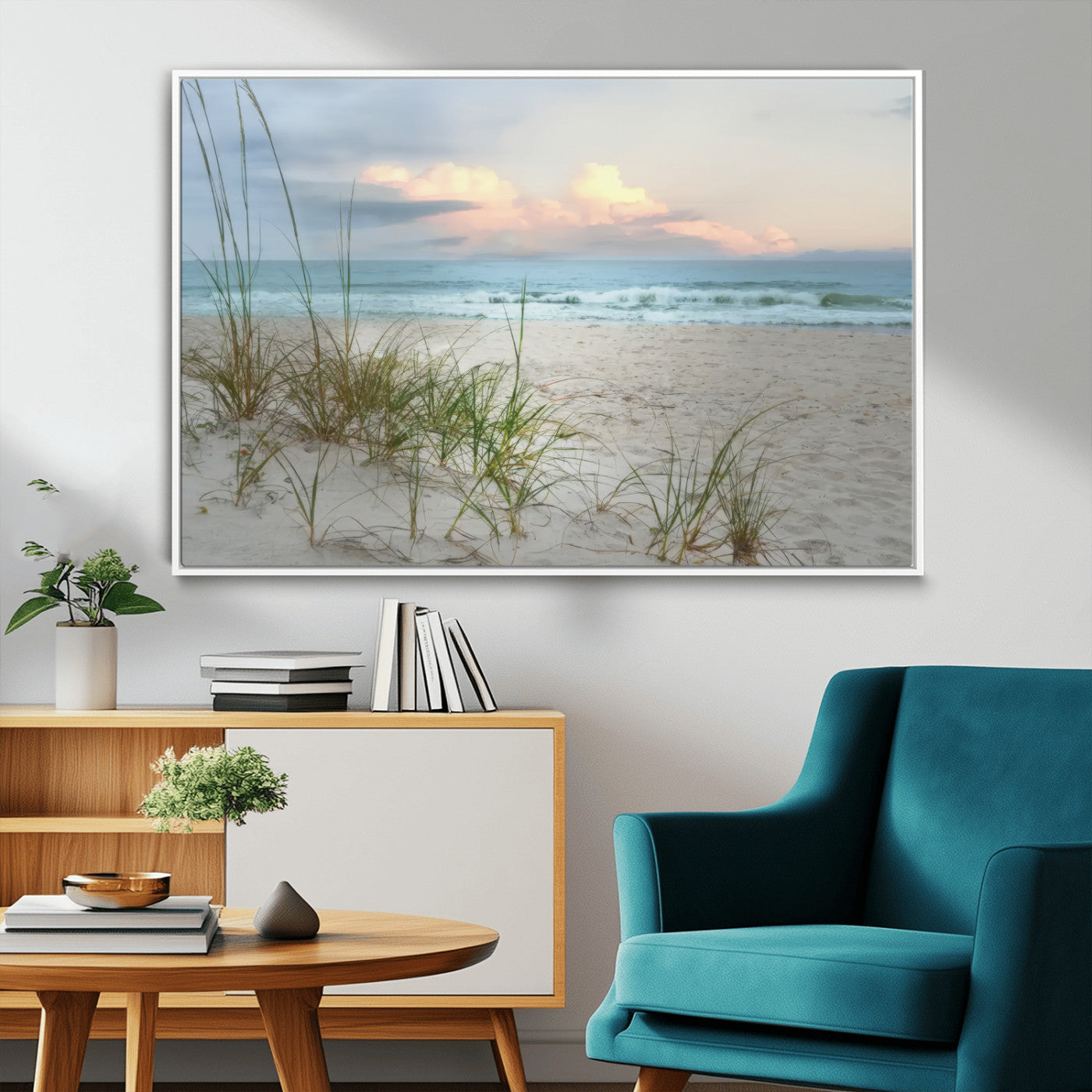 MGV-FC-36X24 - Flight Over Coastal Beach Landscape, Flight Over Coastal Beach Print Canvas Wall Art