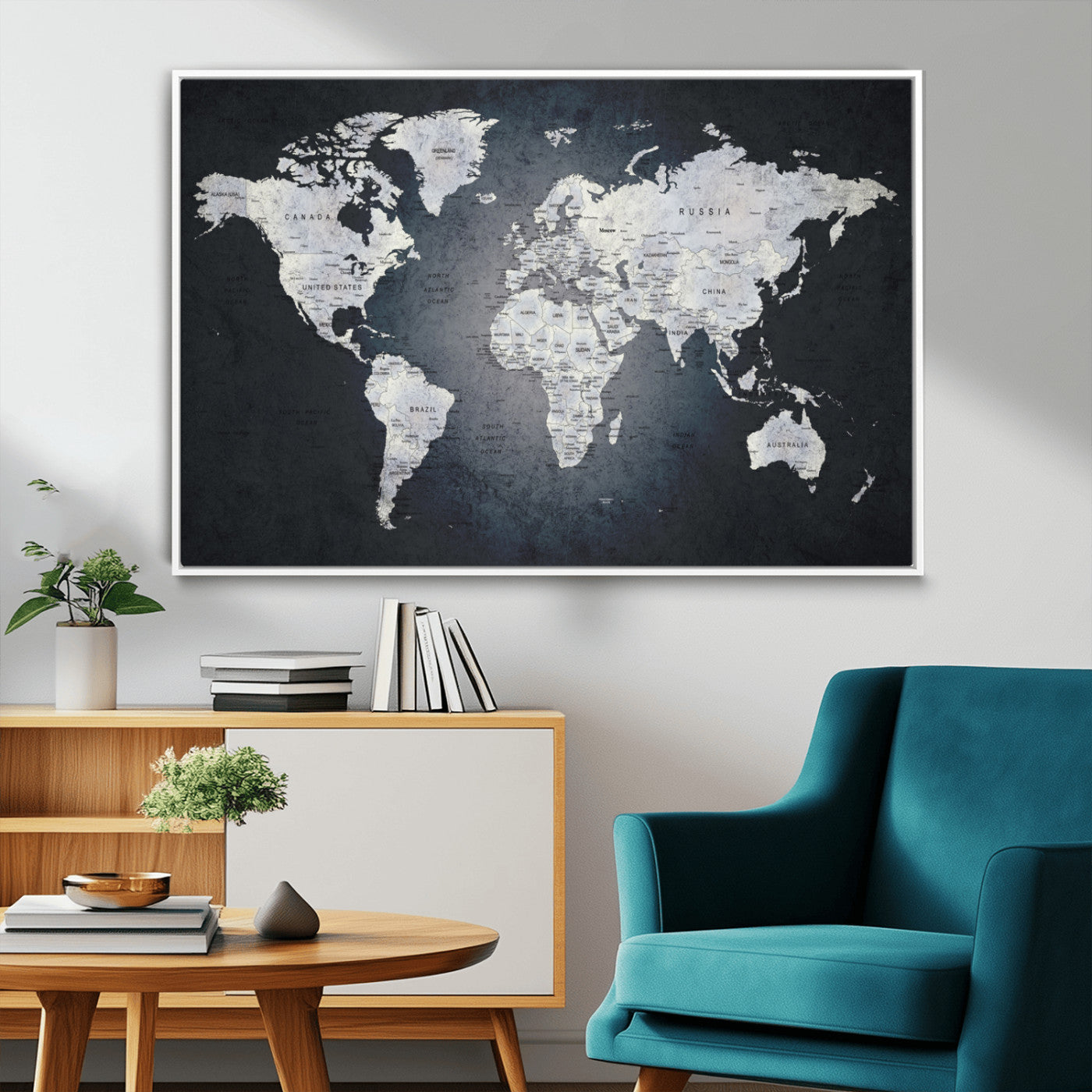 MGV-FC-36X24 - World Map Wall Art Canvas Print for Home and Office Decor